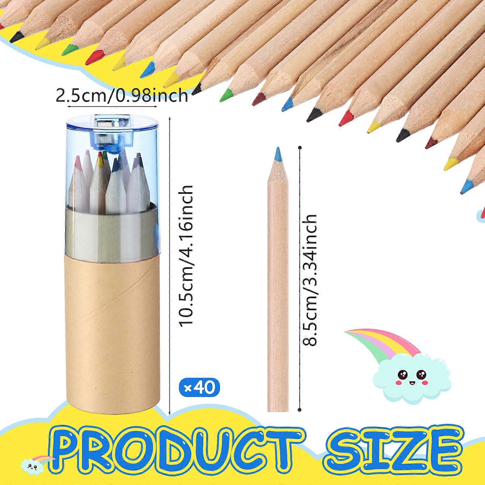 40 Pack Mini Drawing Colored Pencils With Sharpener 12 Color Mini Drawing Pencils Set 3.3inch Short Fat Color Pencils In Tube Co
