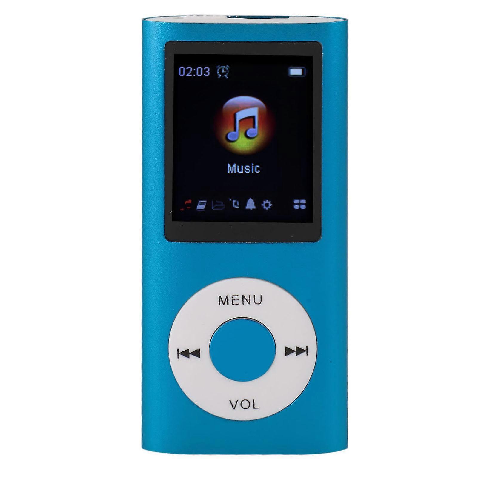 Portable MP3 Music Player 1.8inch TFT Screen HiFi Sound 7 Sound Effect Modes USB Rechargeable Digital Video Music Player Blue with 8G Memory Card