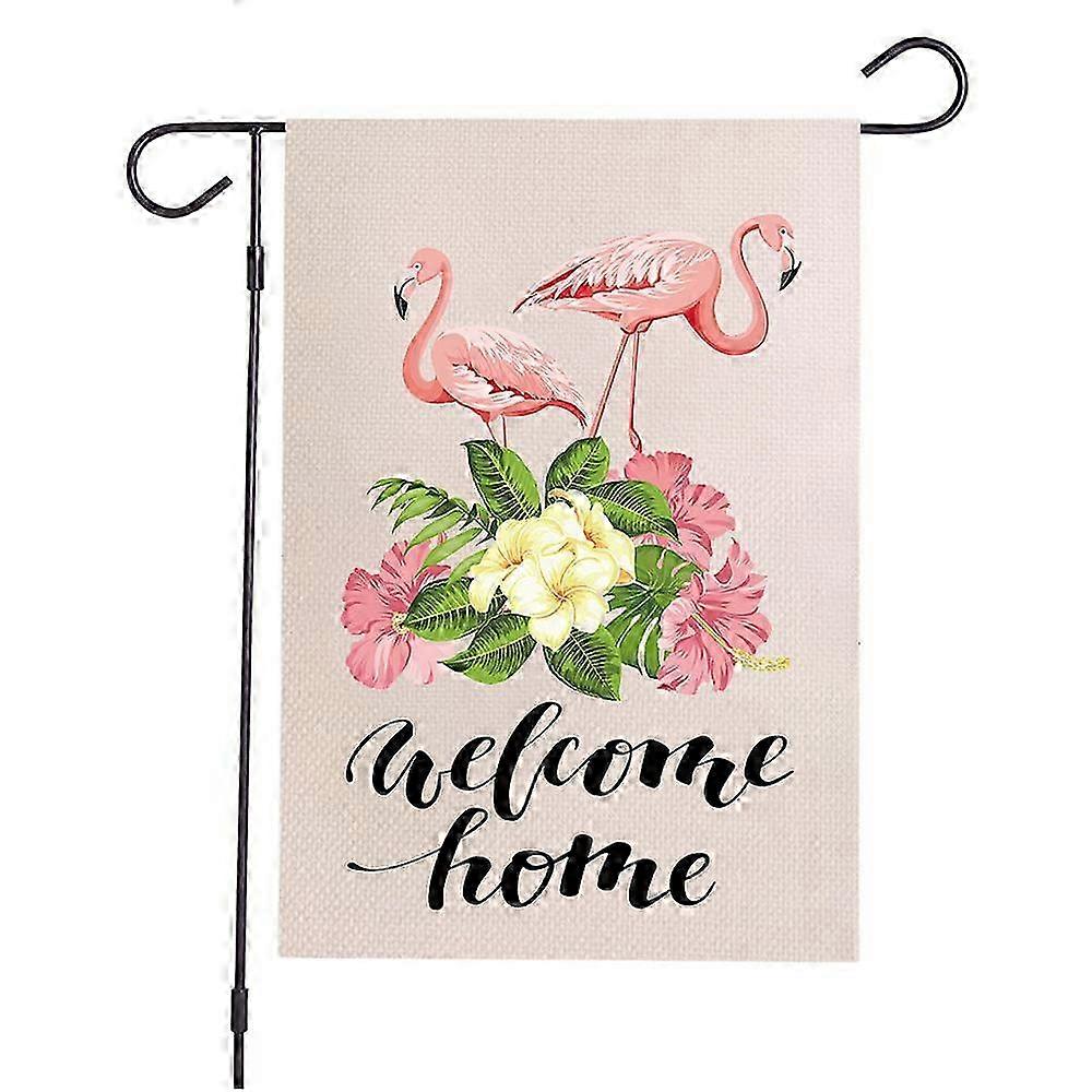 2025 Double Sided Polyester Garden Flag, Weather Resistant Durable Stitching for Patio Porch Lawn Decor, Unique Flamingo Pattern Series Home Accents