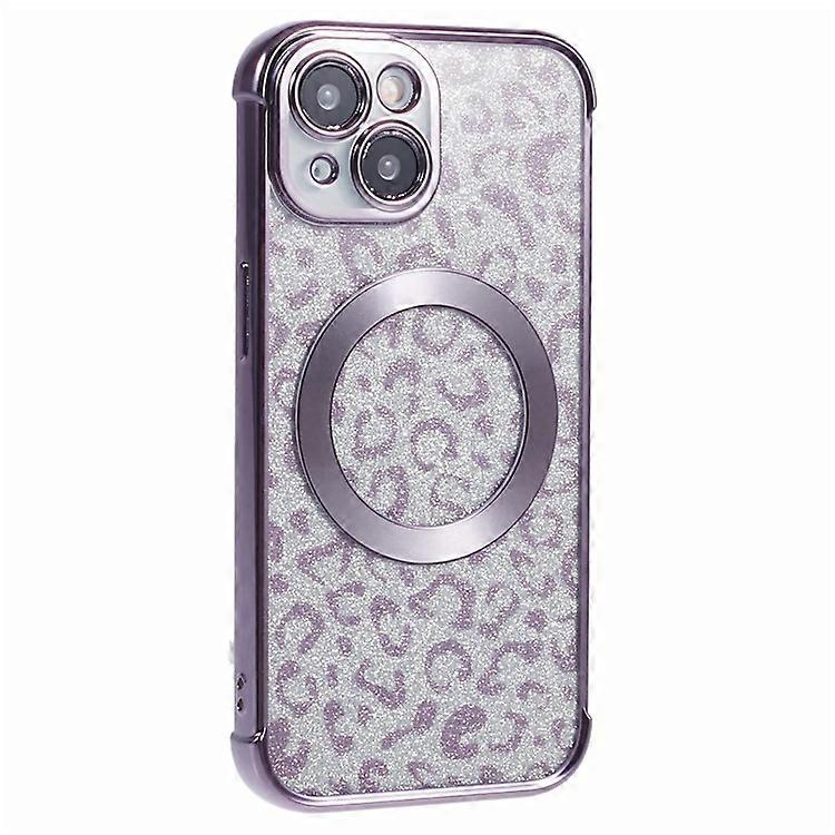HRF Series Compatible For iPhone 14 TPU Case Leopard Electroplating Cover Compatible with MagSafe