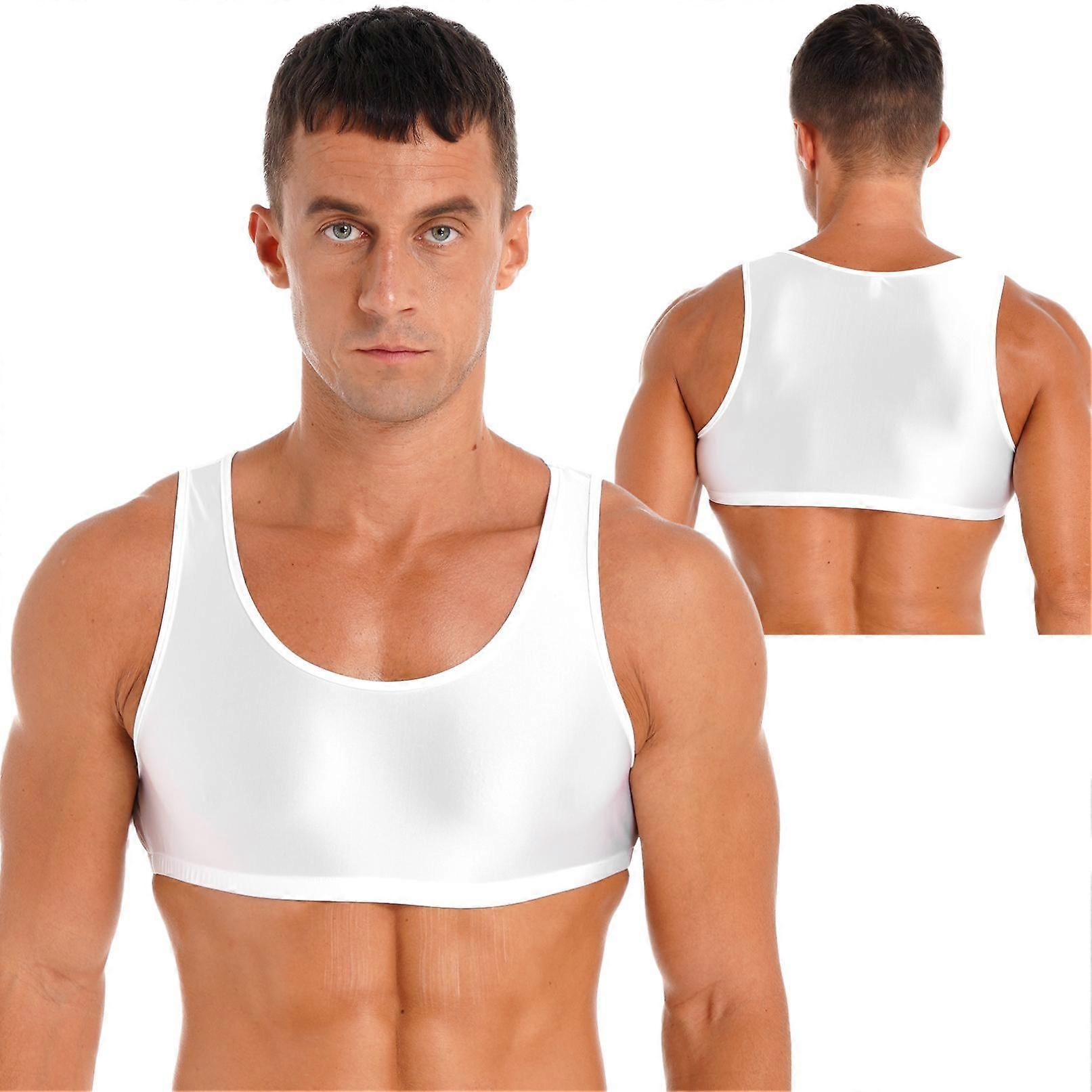 Men's Muscle Tank Top Round Neck Undershirt Vest Gym Sports Crop Top