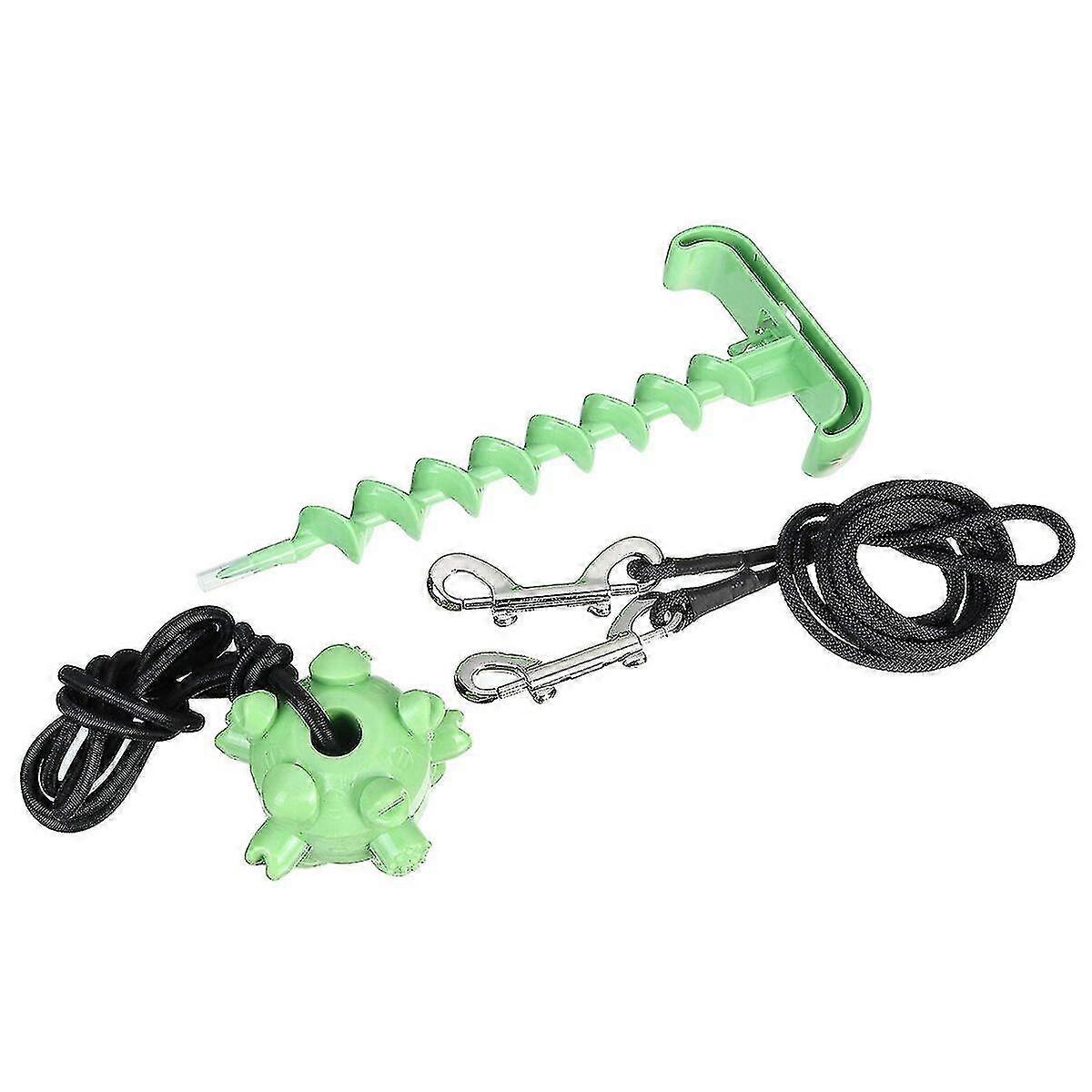 犬用チューロープ玩具セット、子犬の噛み合わせ&遊びのためのボール&ネジ付き - グリーン