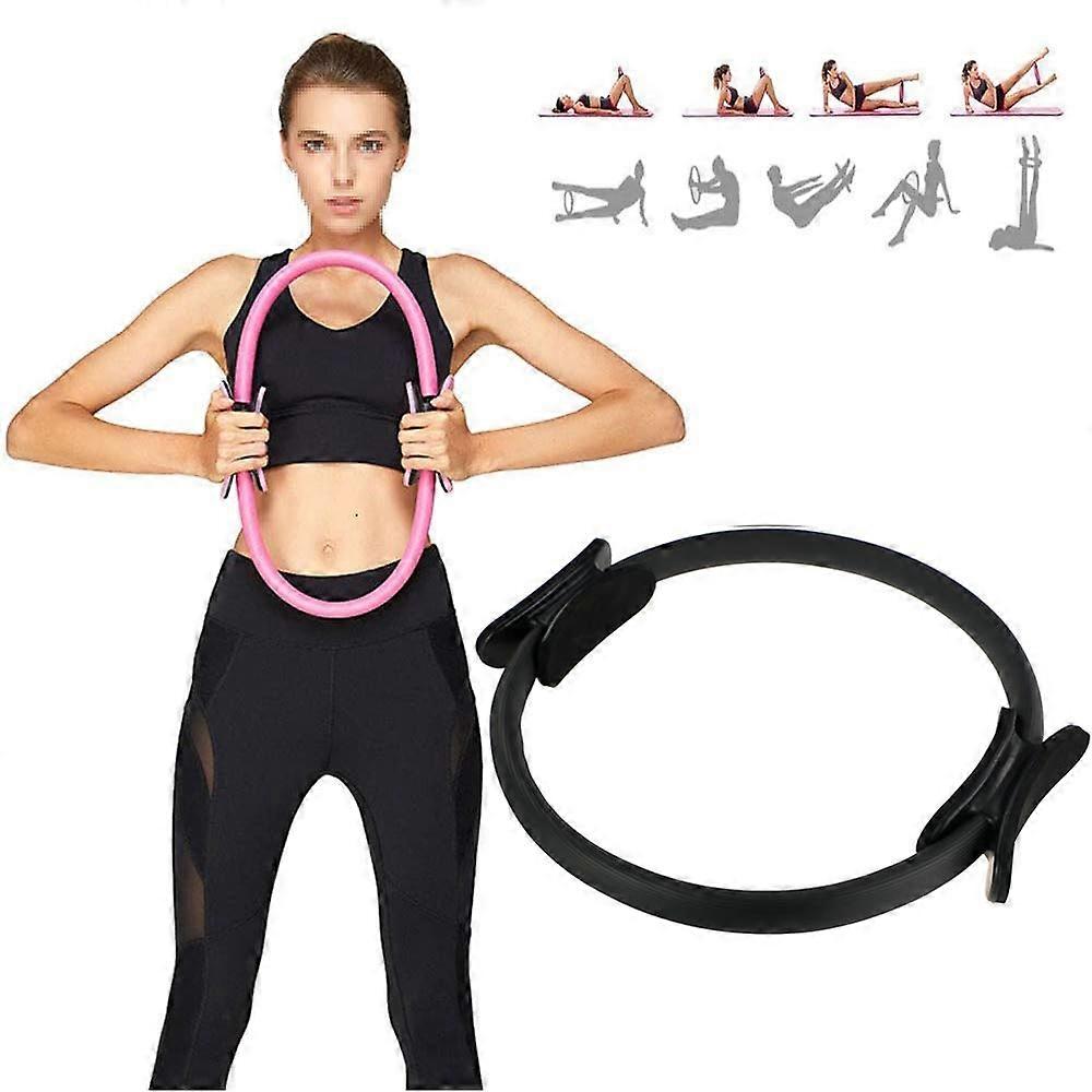 Strong Pilates Ring, Unbreakable Resistance Ring, Fitness Circle with Balanced Body for Fat Burning, Core Training, Present Black