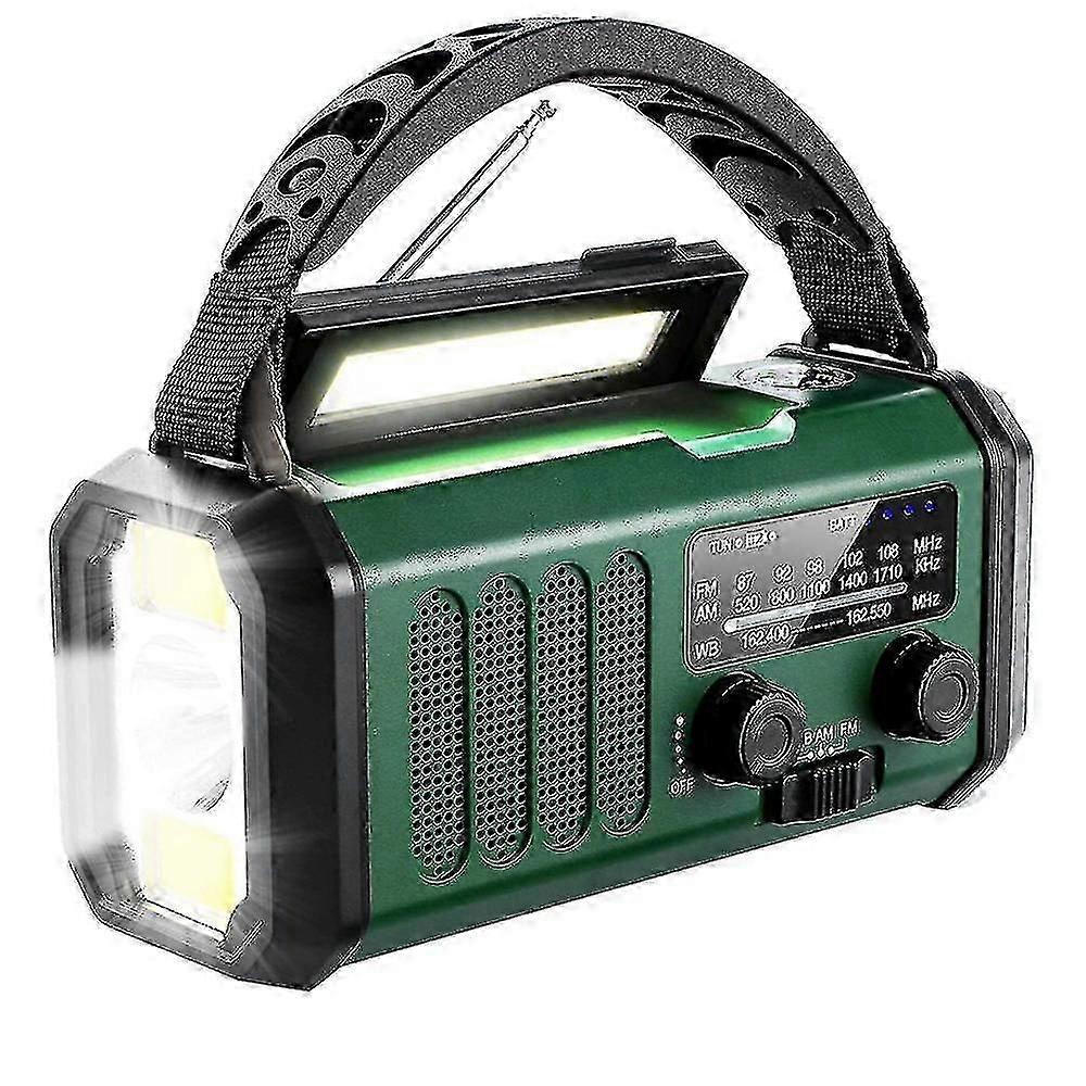 Solar Power Emergency Hand Crank Radio Am Fm Weather Radio, Sos, 3 Modes ,reading Lamp