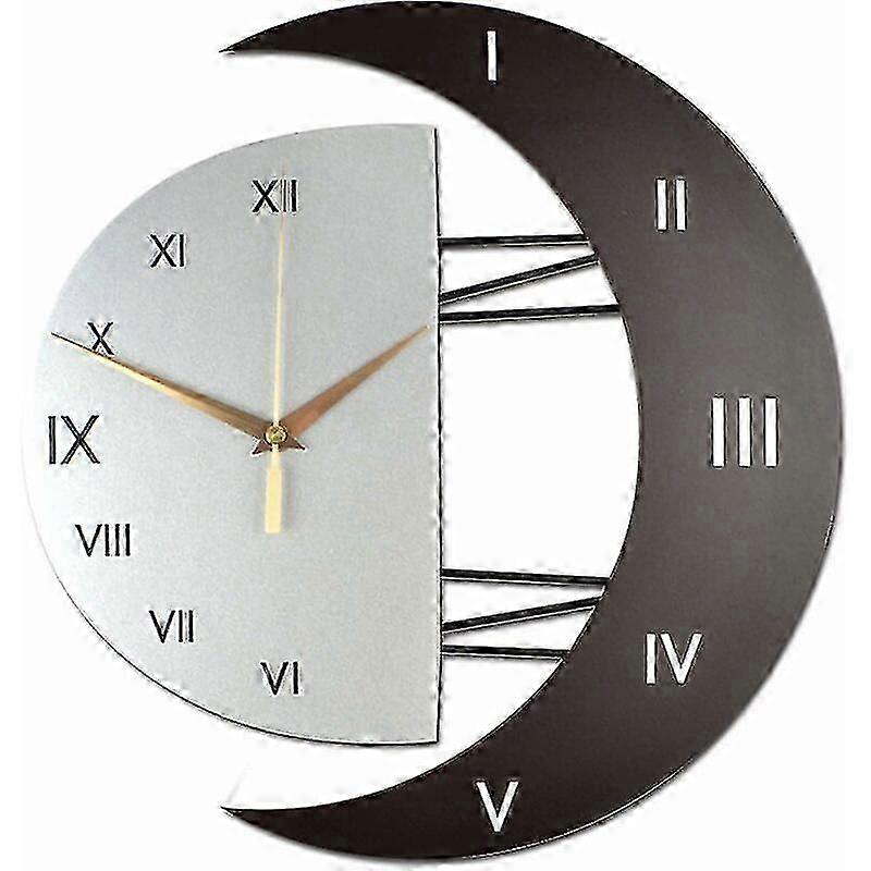 Wall Clock Modern Design Silent Kitchen Clock Creative Moon Shaped Frame Home Decoration Clock