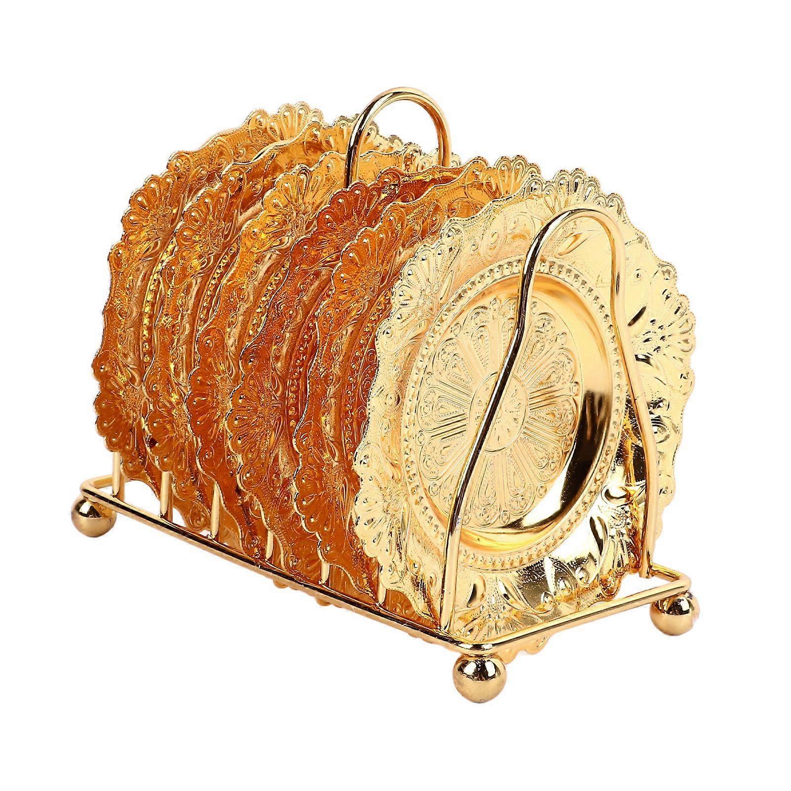 2025年最新モデル7点セットきらびやかな金属コースターホルダー付きヨーロッパ