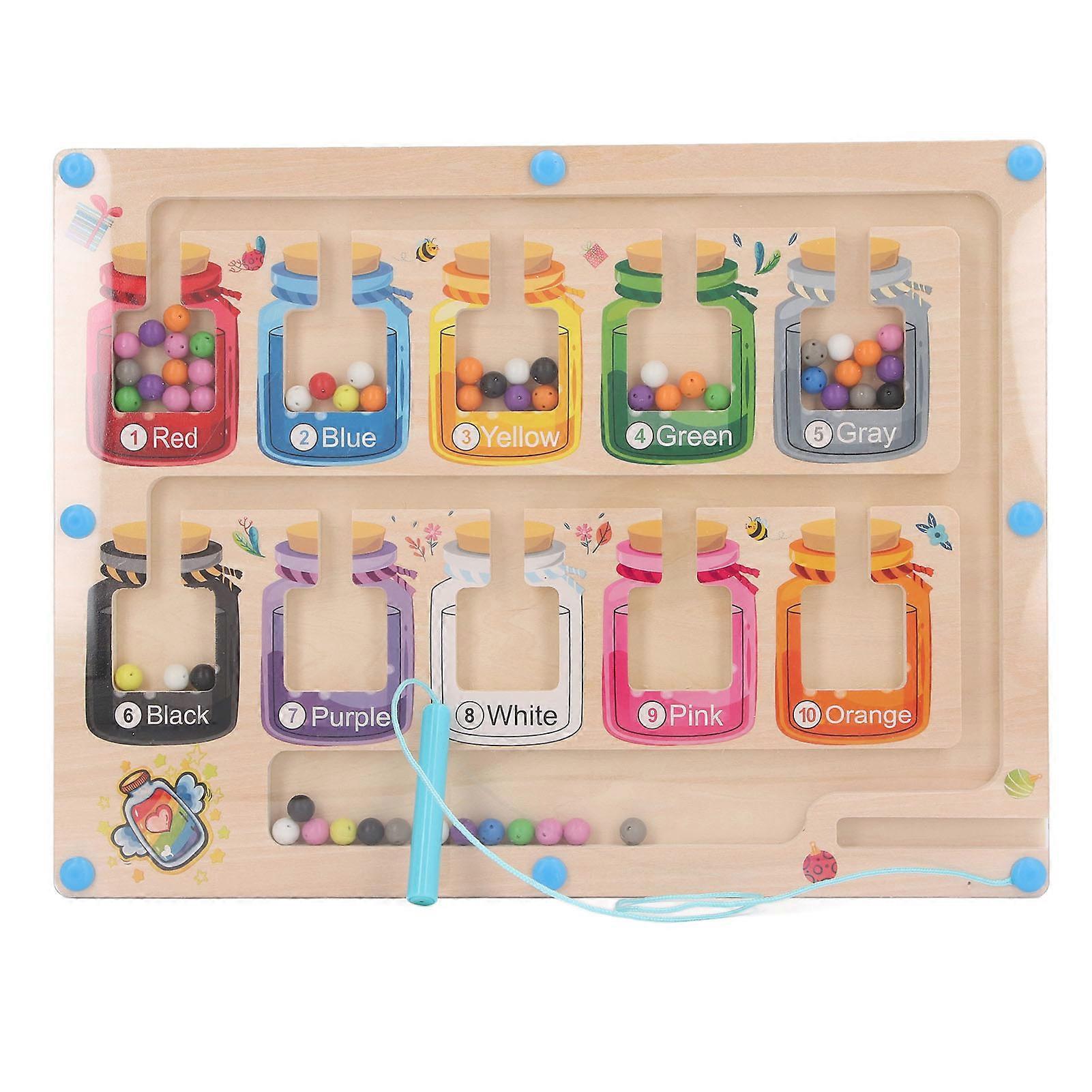 Wooden Magnetic Color Number Maze, Counting Puzzle Board, Color Sorting, Counting Learning Toy