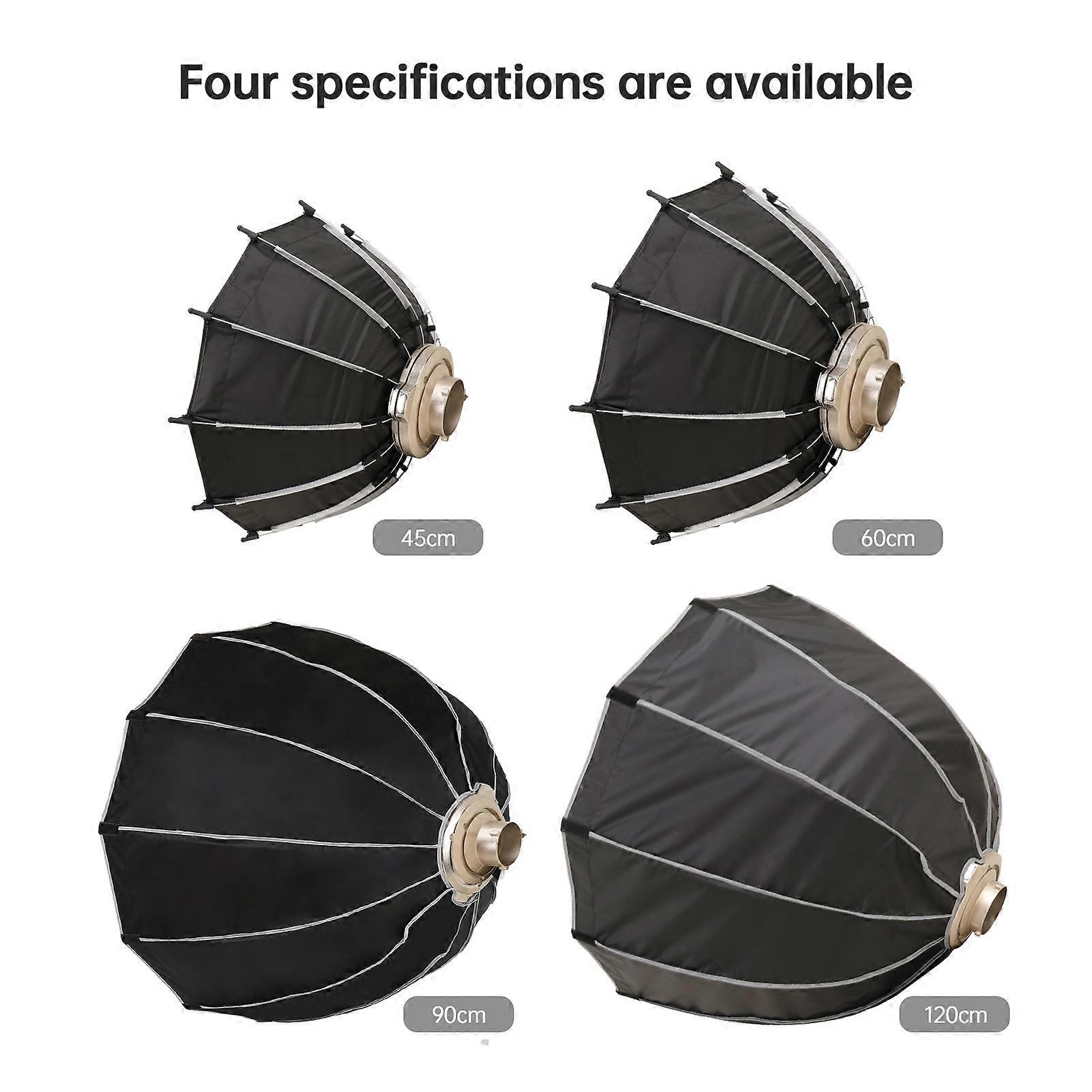 60cm/ 23.6in Quick Release Parabolic Softbox Foldable Softbox with Bowen Mount Honeycomb Grid for Photography Studio Photography Portrait Live Stream