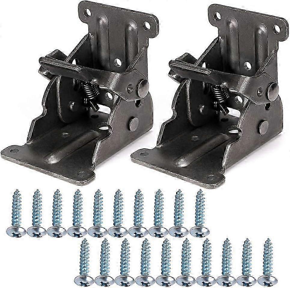 2-90 Degree Self-Locking Black Folding Hinges with Black Screws