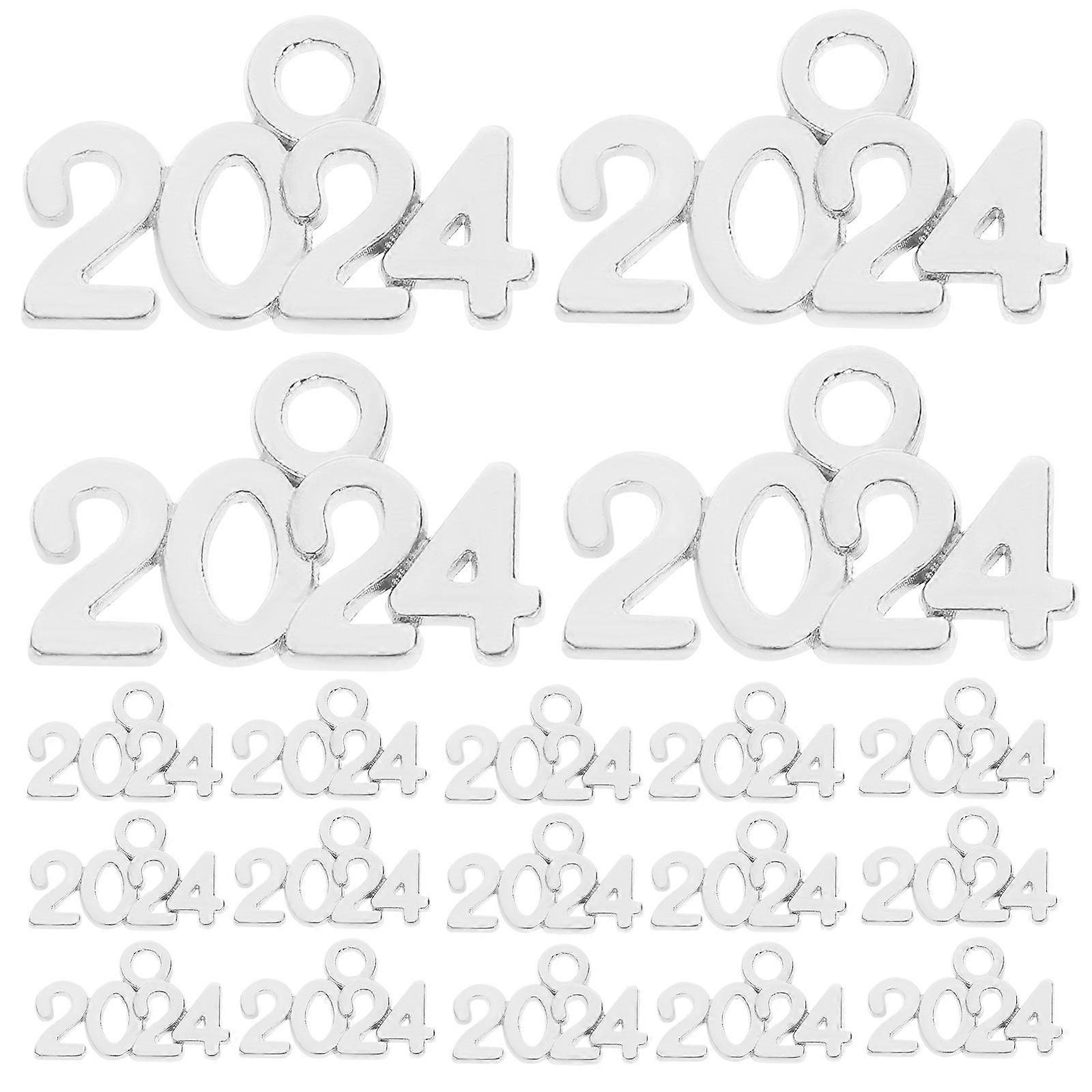 Pendant Accessories Metal Tassel Charms Charm 2024 Number Shape Zinc Alloy 1.20X0.80X0.10CM Decorative For Diy Projects 100Pack