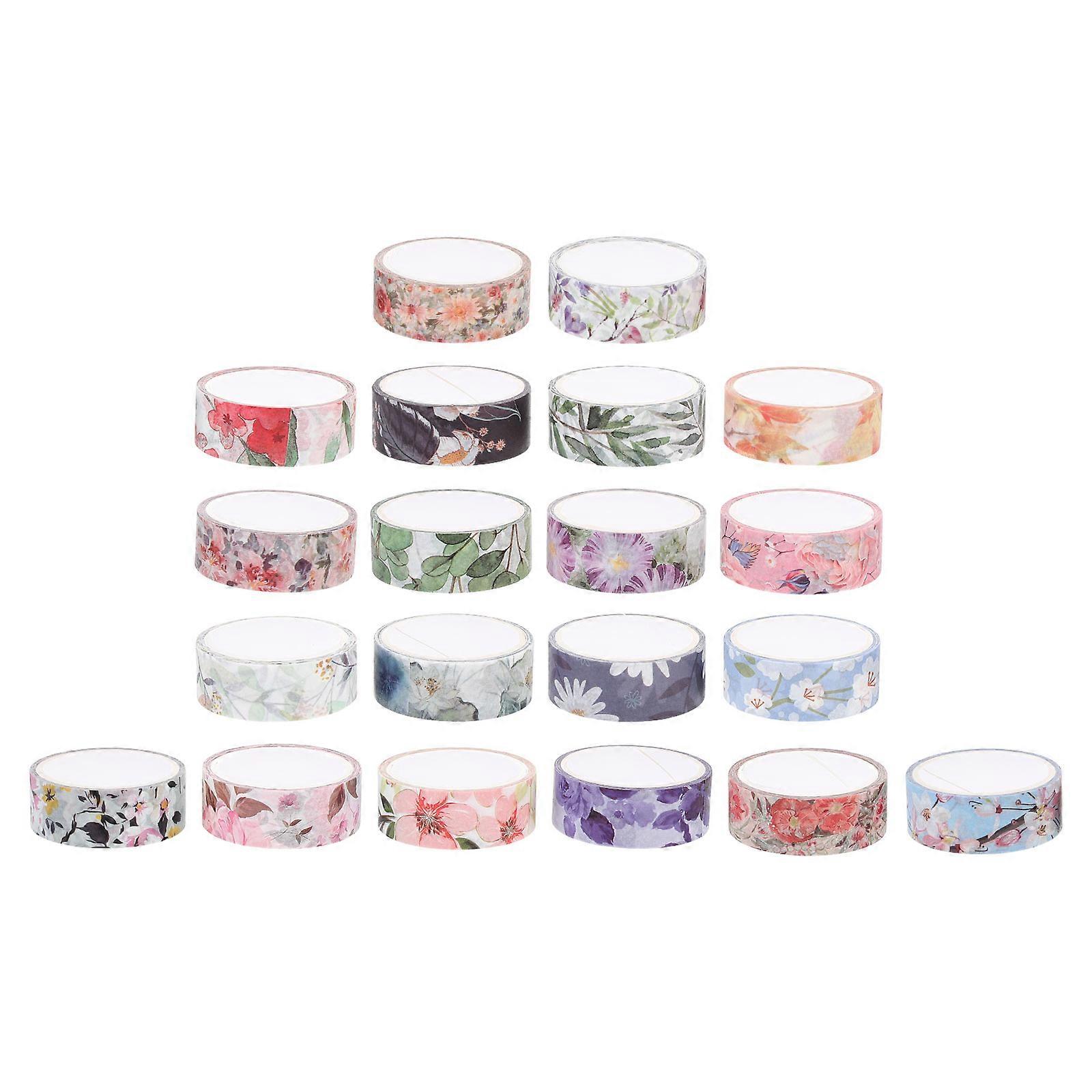 Flowers Washi Tape Sets Hand Painting Floral Pattern Decorative Tapes Book Decor Multi-Colored 300X1.5cm DIY Tailoring 20Set