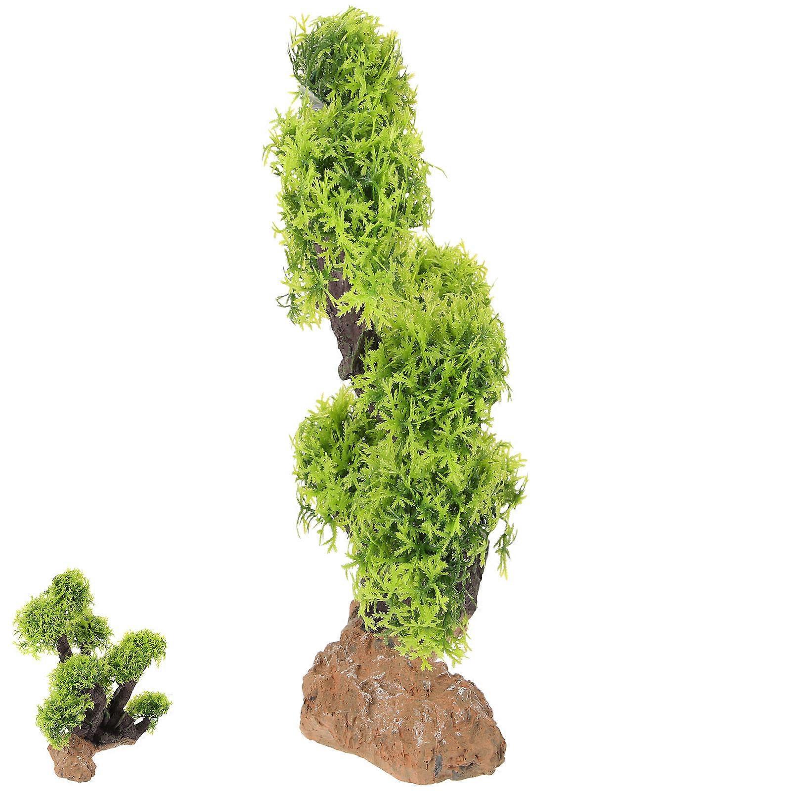 Fish Tank Tree Aquarium Plant Decorative Simulation Tree Model Green 27x24cm 1Pack