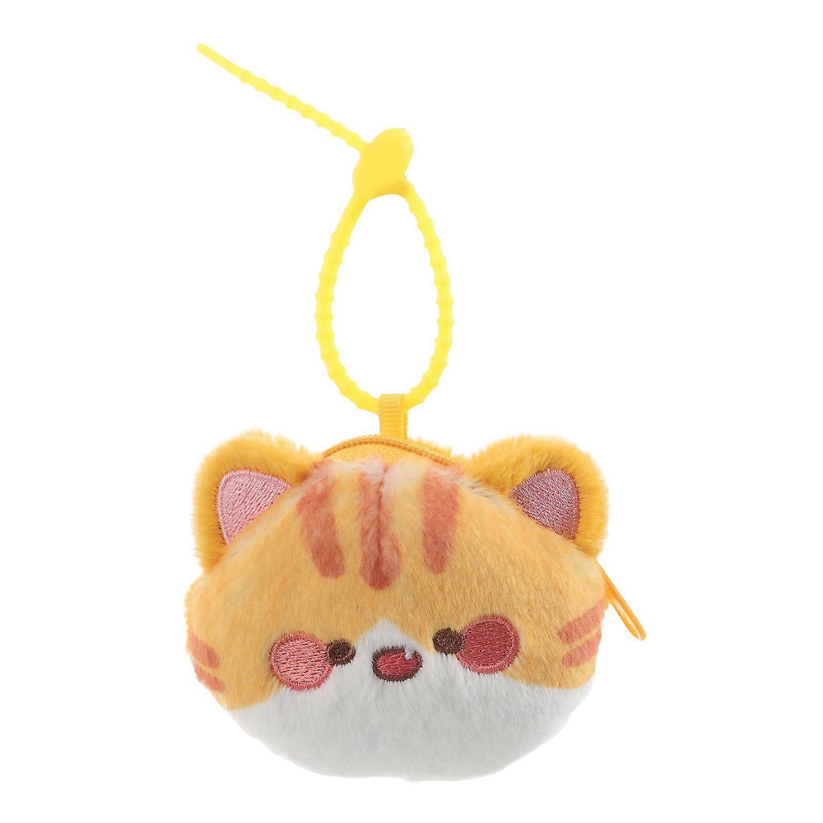 Cartoon Women's Mini Coin Pouch Cat Coin Purse Keychain For Girls Soft And Comfortable Plush Material For Small Items 1Set
