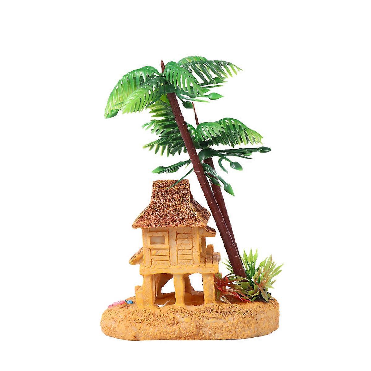 Fish Tank Decorative Ornaments Resin Simulated Square Mongolian Building Multi-Colored 9*6*13.5Cm Landscape Decoration for Aquarium 1Piece