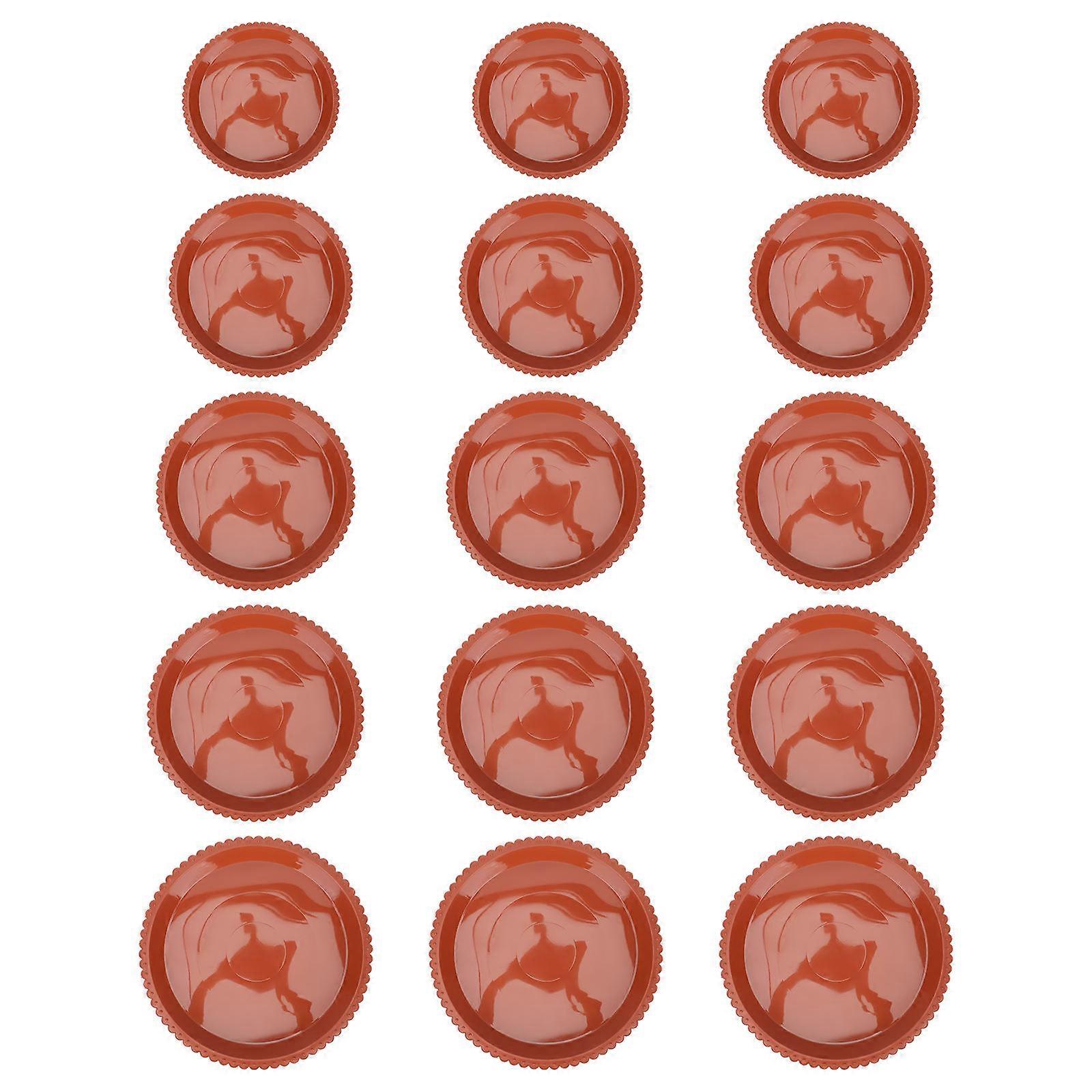 Plastic Pot Saucers Round Flowerpot Trays For Garden Use Brown 13x13cm Water Holding 15Pcs