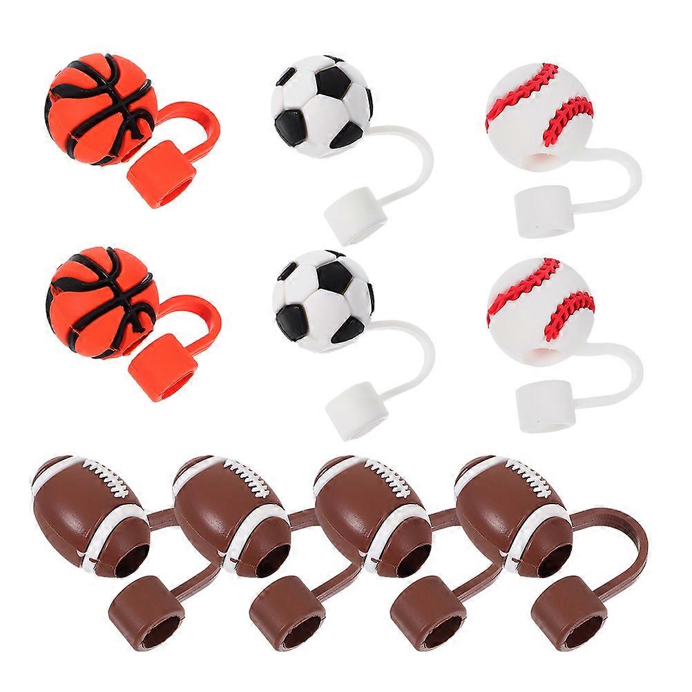 It sounds like you're describing a product listing for **reusable silicone straw covers/caps** with sports themed designs. Here's a polished version