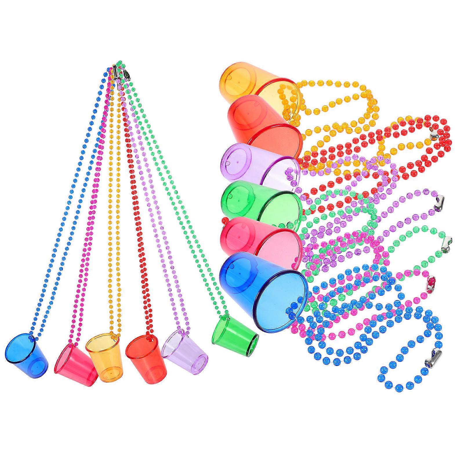 Colares de despedida de solteira com colar de contas com copos de plástico para decoração de cores sortidas