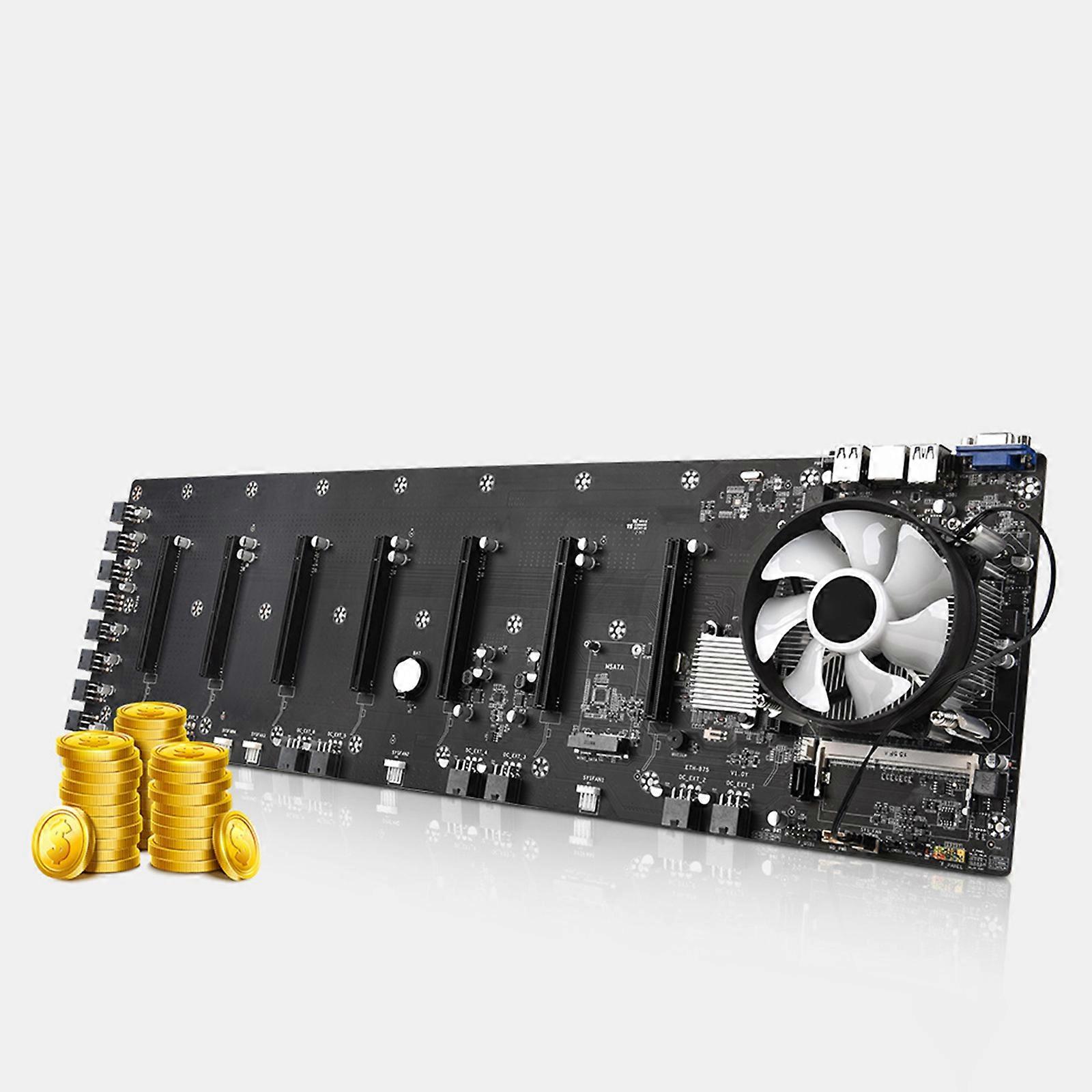 B75 BTC Bitcoin Miner Rig Mining Motherboard with CPU Fan Set Supports DDR3  DDR3L SODIMM LGA1155