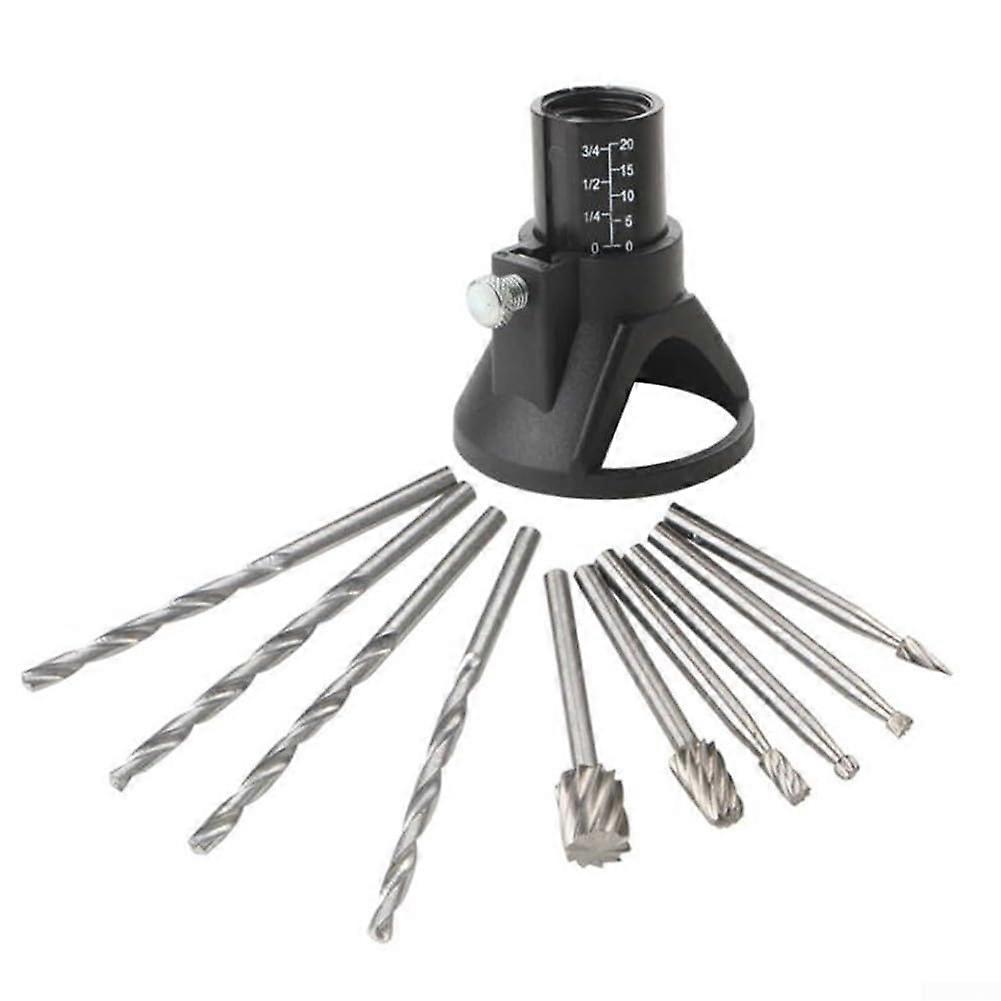 Wood and Plastic Drill Bit Holder with Rotational Engraving Locator, Compatible with Various Drill Sizes and Materials