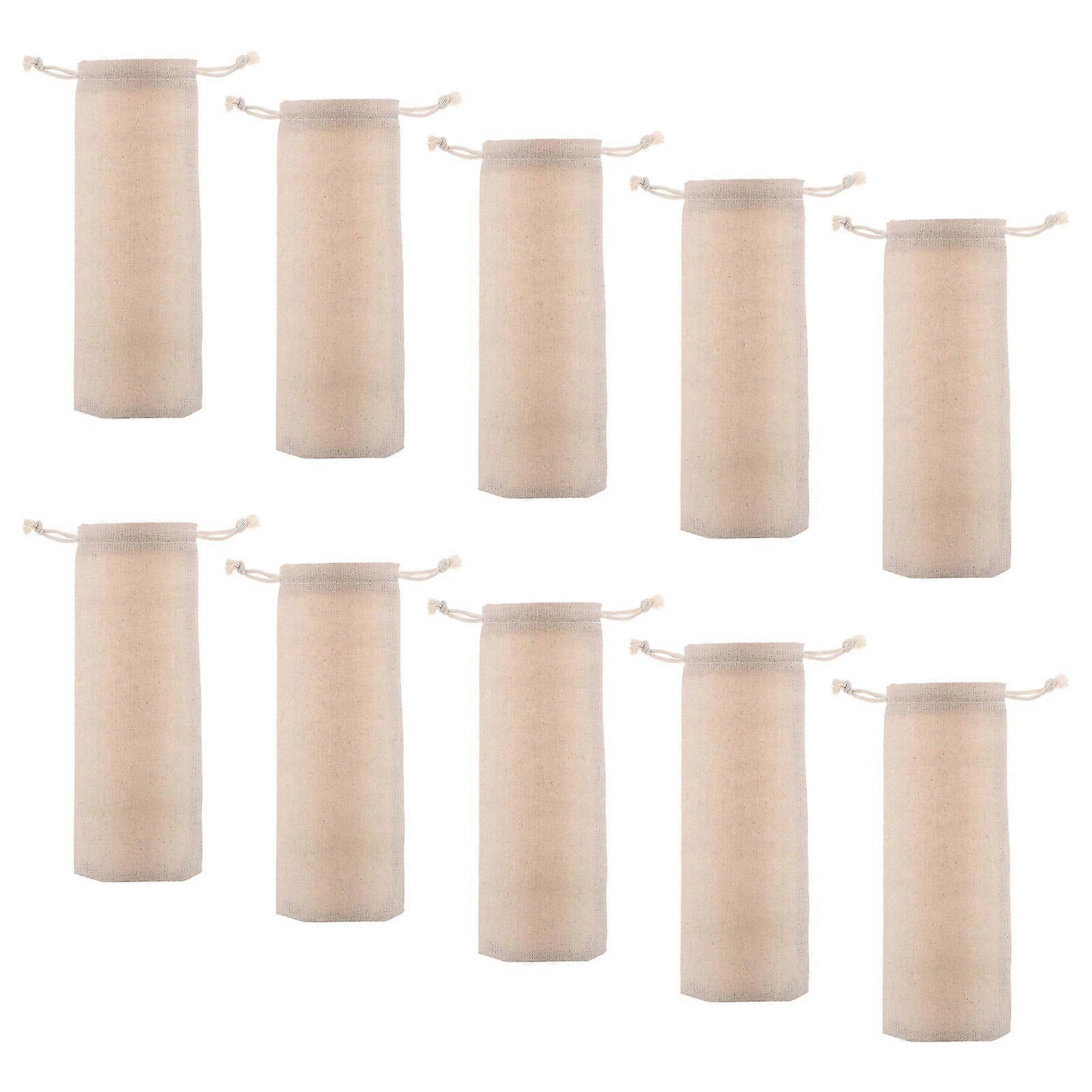 Bag For Straw Cotton And Linen Pouch Bag Daily Use Rectangular Beige 25.00X7.20X0.50CM Storage 10Pcs