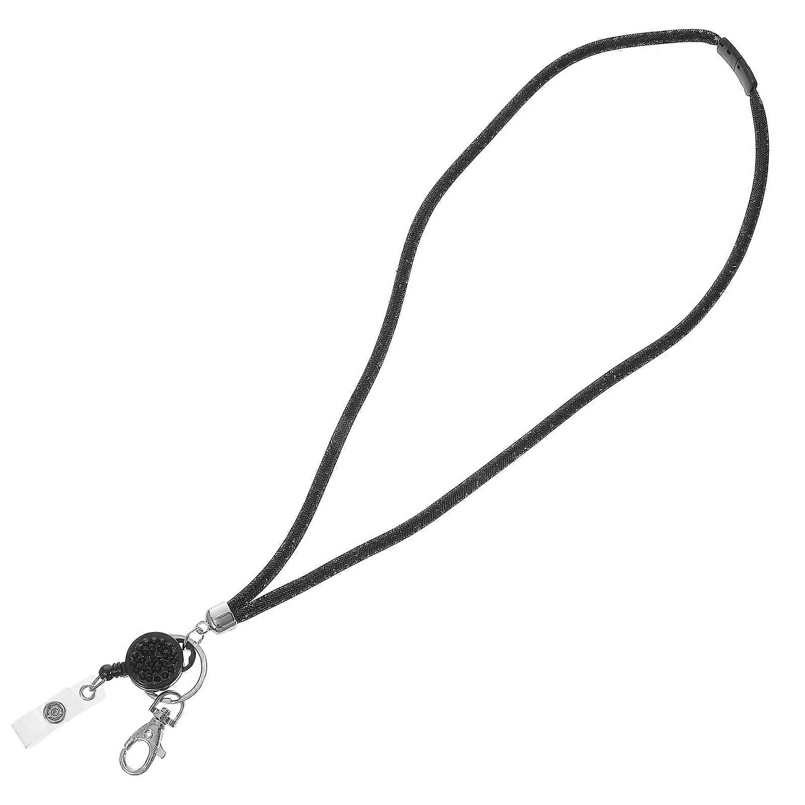 Lanyard String Simple Design Flat Shape For Workplace Travel Phone Lanyard Black 49X3X2CM 1Set