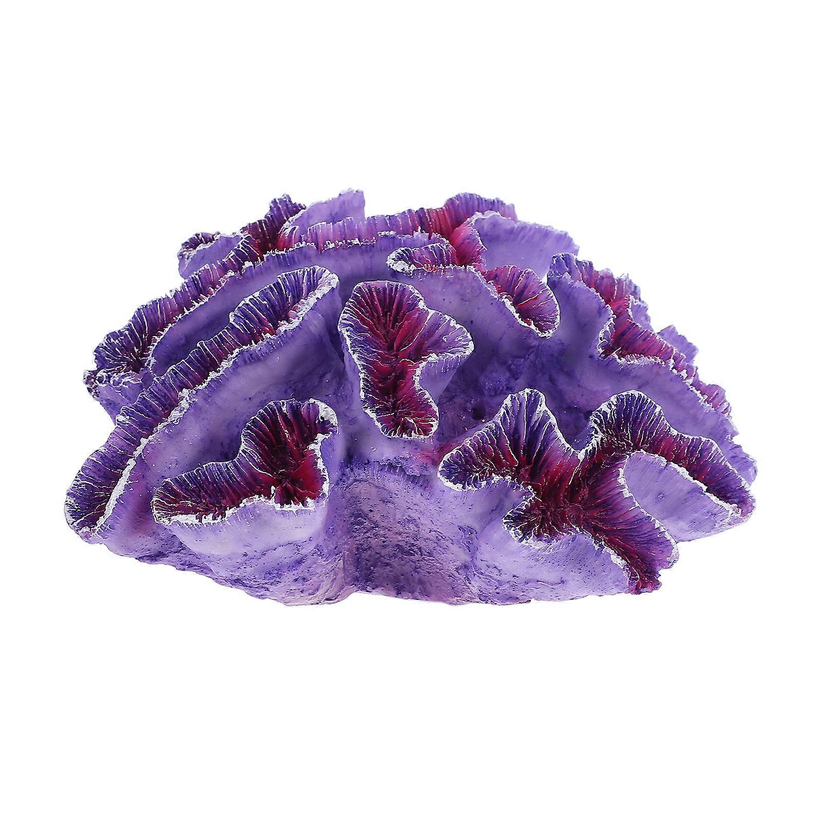 Aquarium Decorations for Fish Tanks Coral Ornament Violet 16.5X14CM Resin Craft Stable in Tank 1Pcs