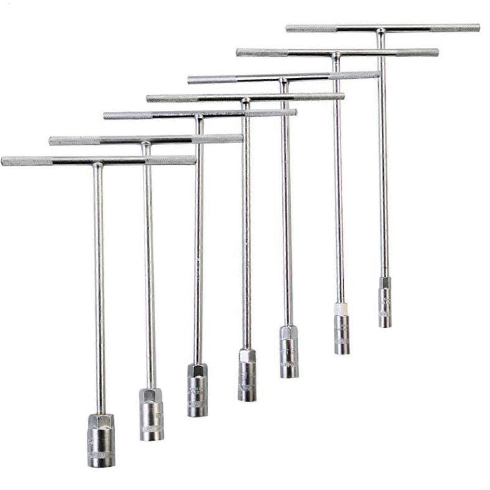 7pcs T Handle Wrench Set Metric Wrench, Hex Key Wrench, Car Repair Tools Chrome Plated Flat Wrench Extension, 8mm19mm Sizes for Automotive