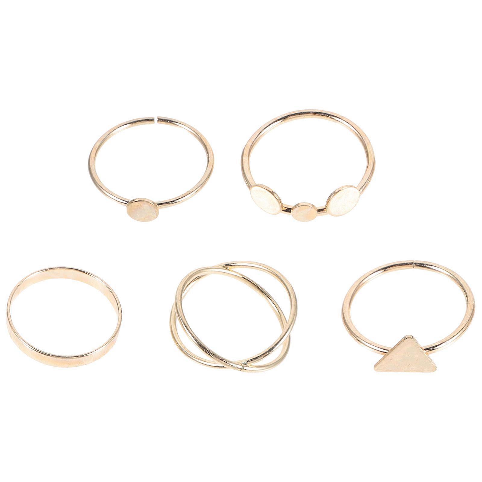 Retro Knuckle Rings Jewelry For Women Adjustable Open Design Daily Wearing Golden 5Pack