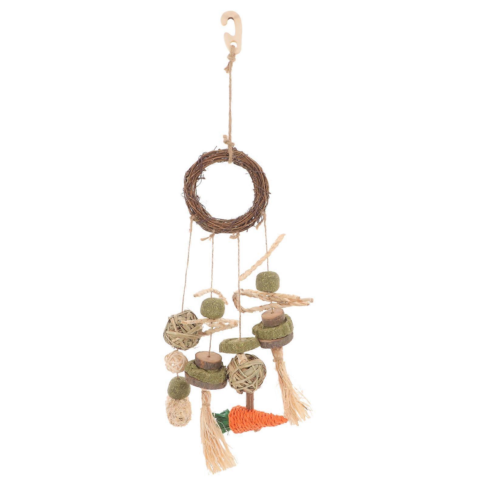 Parrot Chewing Toy Large Parrot Toy Foraging Toy Hanging Shape Rattan Beak Cleaning 1Pack