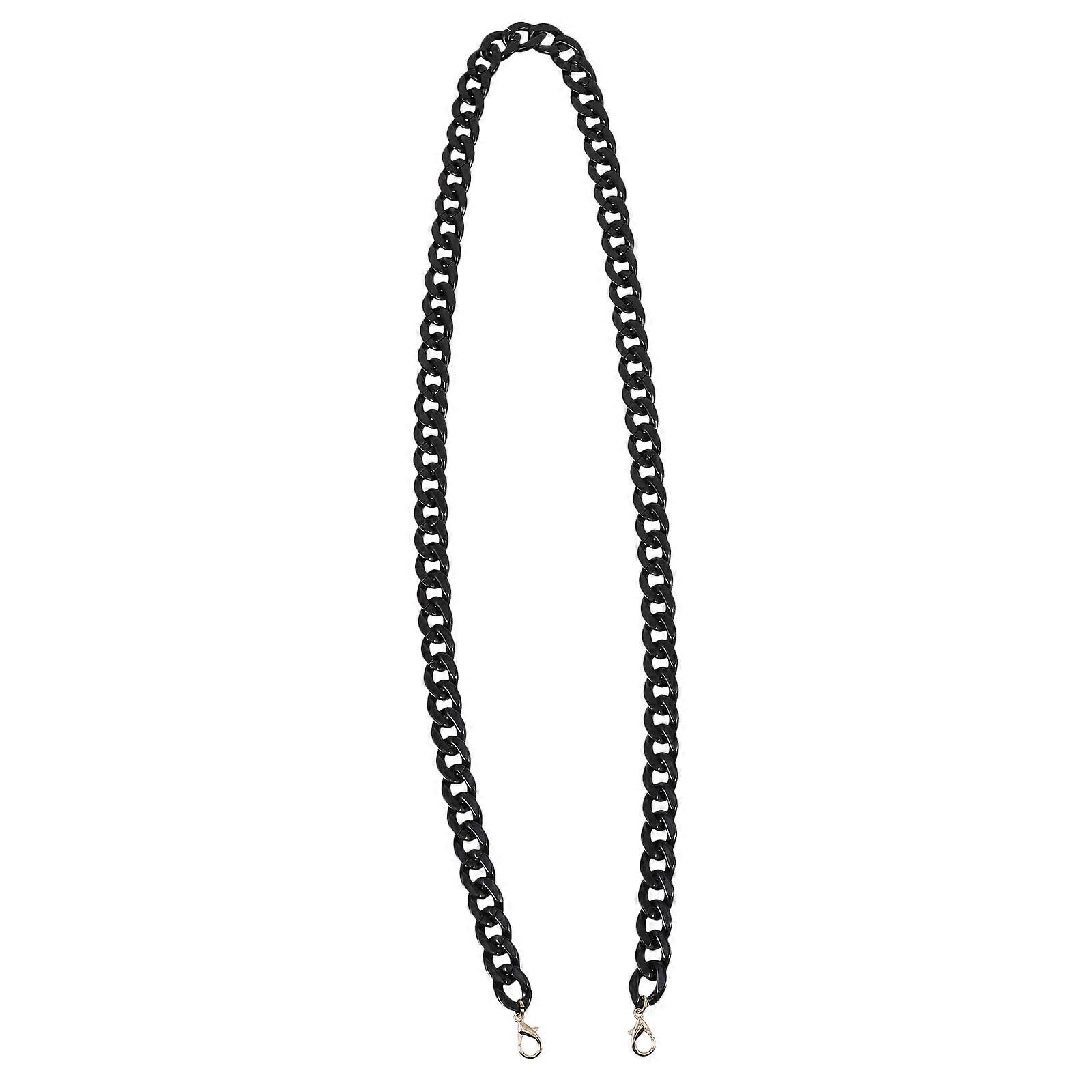 Purse Bag Chain Replacement Strap Decoration Fishbone Chain All Match Style Handbag Accessory Daily Use 100X2X0.3cm Black Acrylic 1Pc