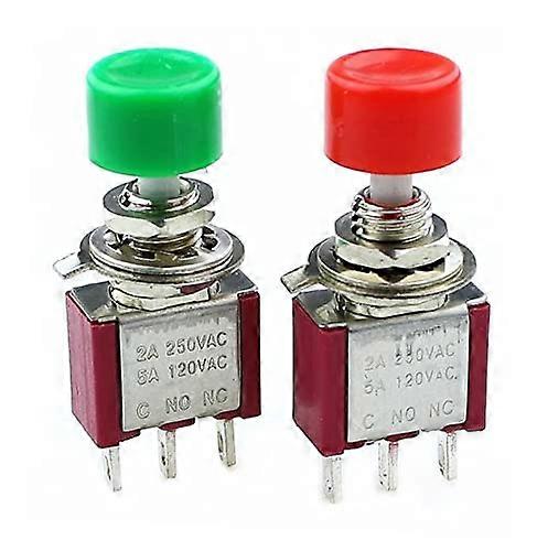 1 piece AC 2 A/250 V 5 A/120 V 3 Pin SPDT momentary pushbutton switch pushbutton switch 1 normally closed 1 normally open (Green)
