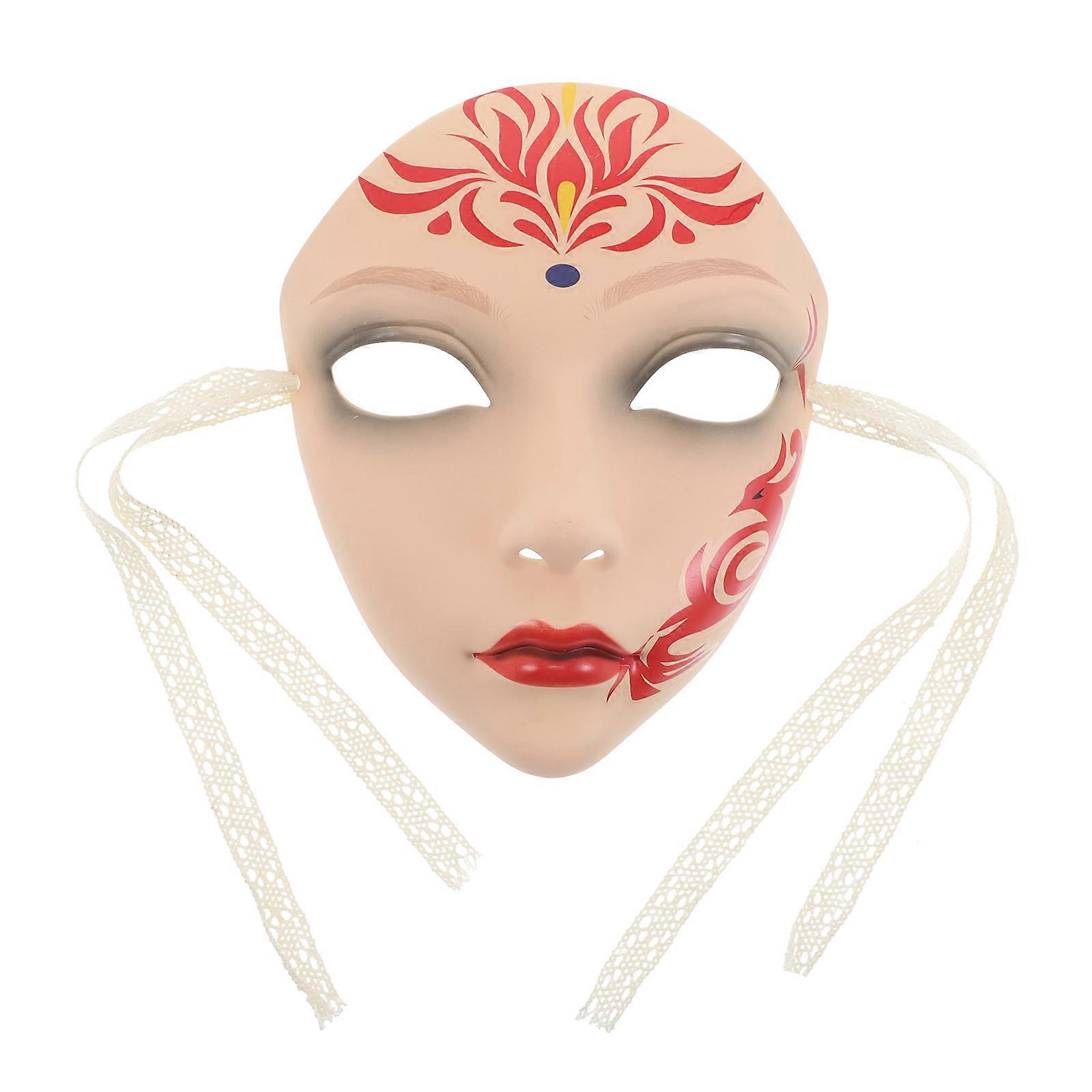 Chinese Masquerade Mask Plastic Full Facial Mask For Ancient Style Enthusiasts Themed Events Stage Performance 1Set
