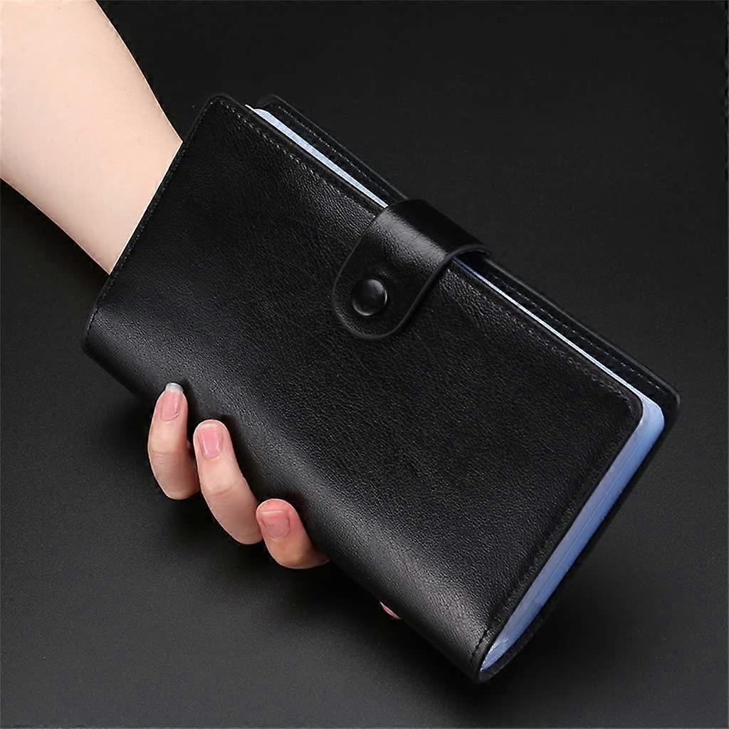 Black Card Holder with Large Capacity Document Storage Bag for Men, Business Cards, Office Use, Durable Design