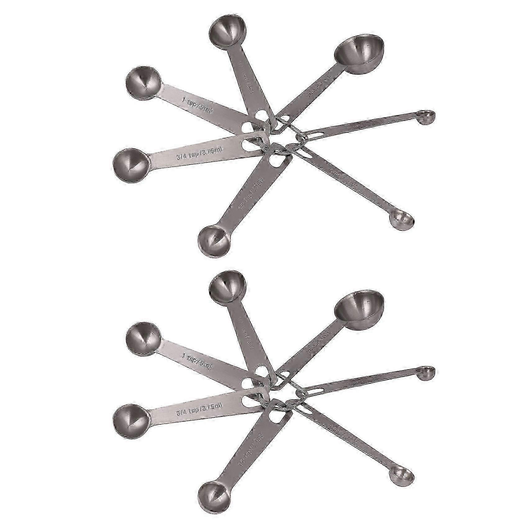 Stainless Steel Measuring Spoons Set of 7 Stackable Measure--