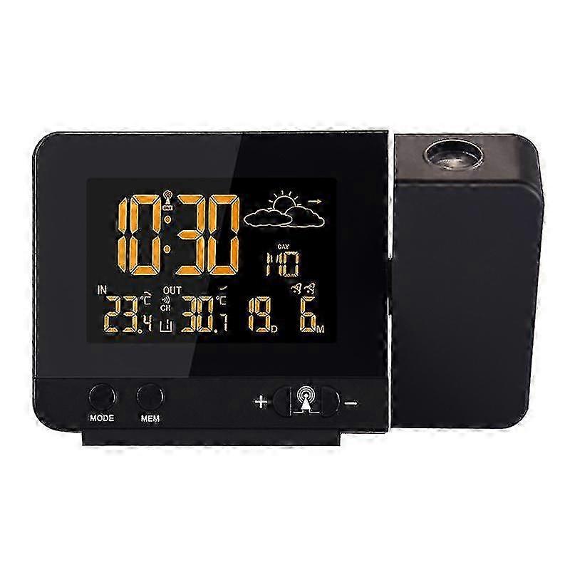 LCD Display Weather Station Alarm Clock with 8 Color Screen LED Projection Snooze for Home