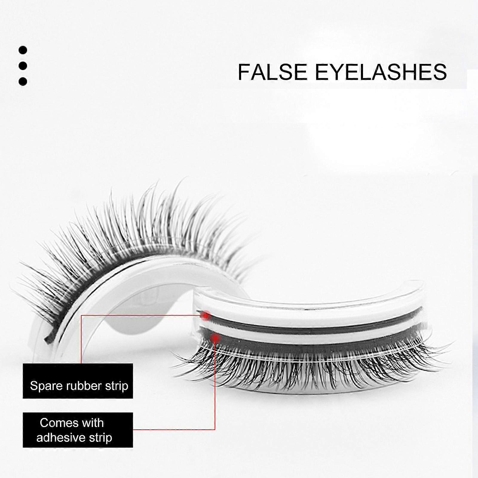3 Pairs Self-adhesive False Eyelashes Natural-looking Eye Lashes Reusable Fake Eyelashes with Spare Glue Strips Mirror for Eye Makeup Easy to Use