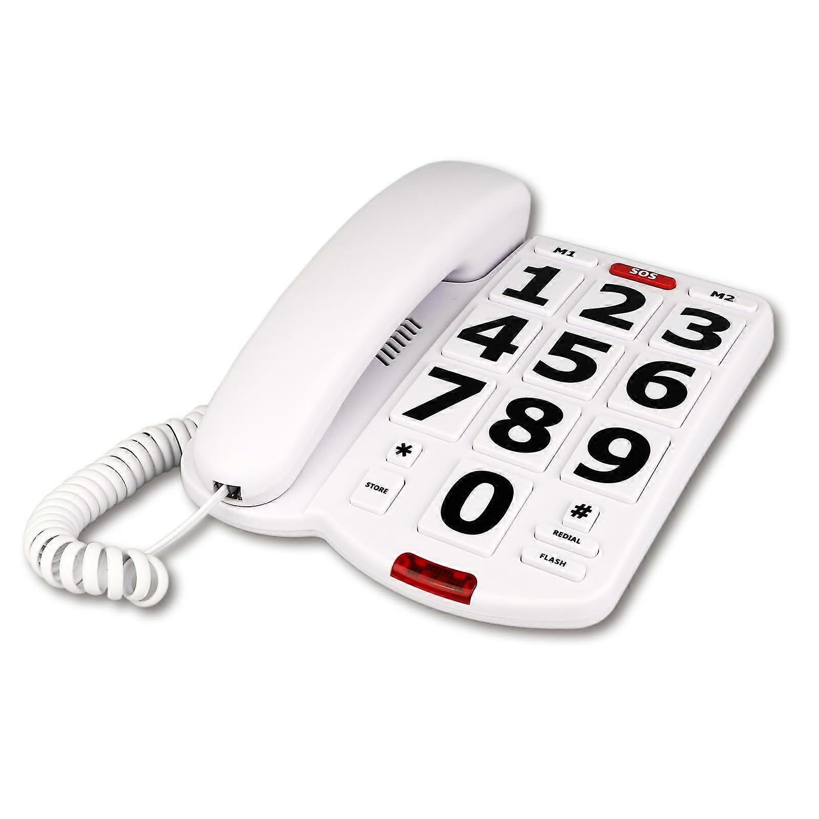 Corded landline phone with large buttons for office, home, hotel, elderly.