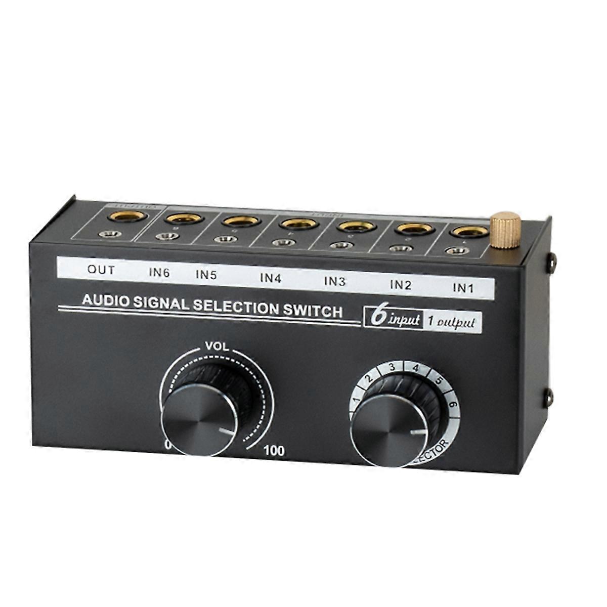 Audio Switcher Selector 6 In 1 Out Audio Signal Selection Switch Sound Channel Selector Stereo with Volume Control