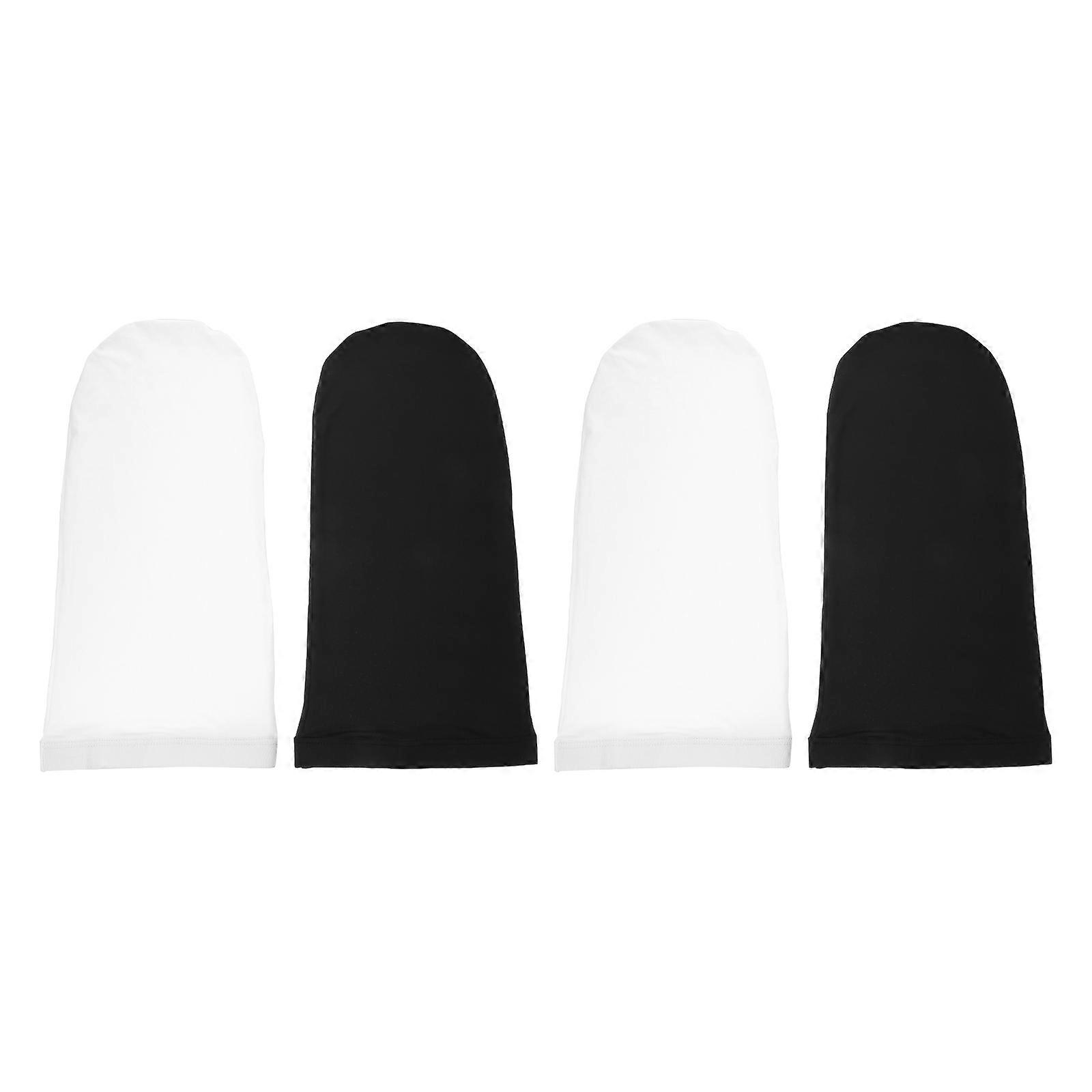 4pcs Unisex Long Tail Dreadlock Hair Care Hat Set Black & White Braided Turban Caps for Indoor/Outdoor Use, Smooth & Breathable Hair Types