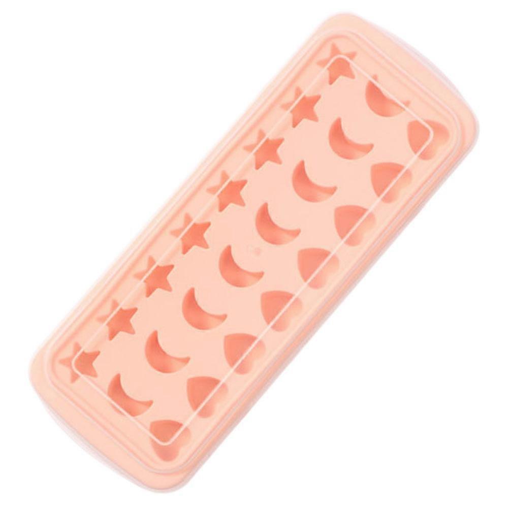 Food Grade Silicone Ice Cube Tray with Lid   Light Pink Star Moon Heart Shapes for Ice Pudding Jelly Making Easy Release Clean