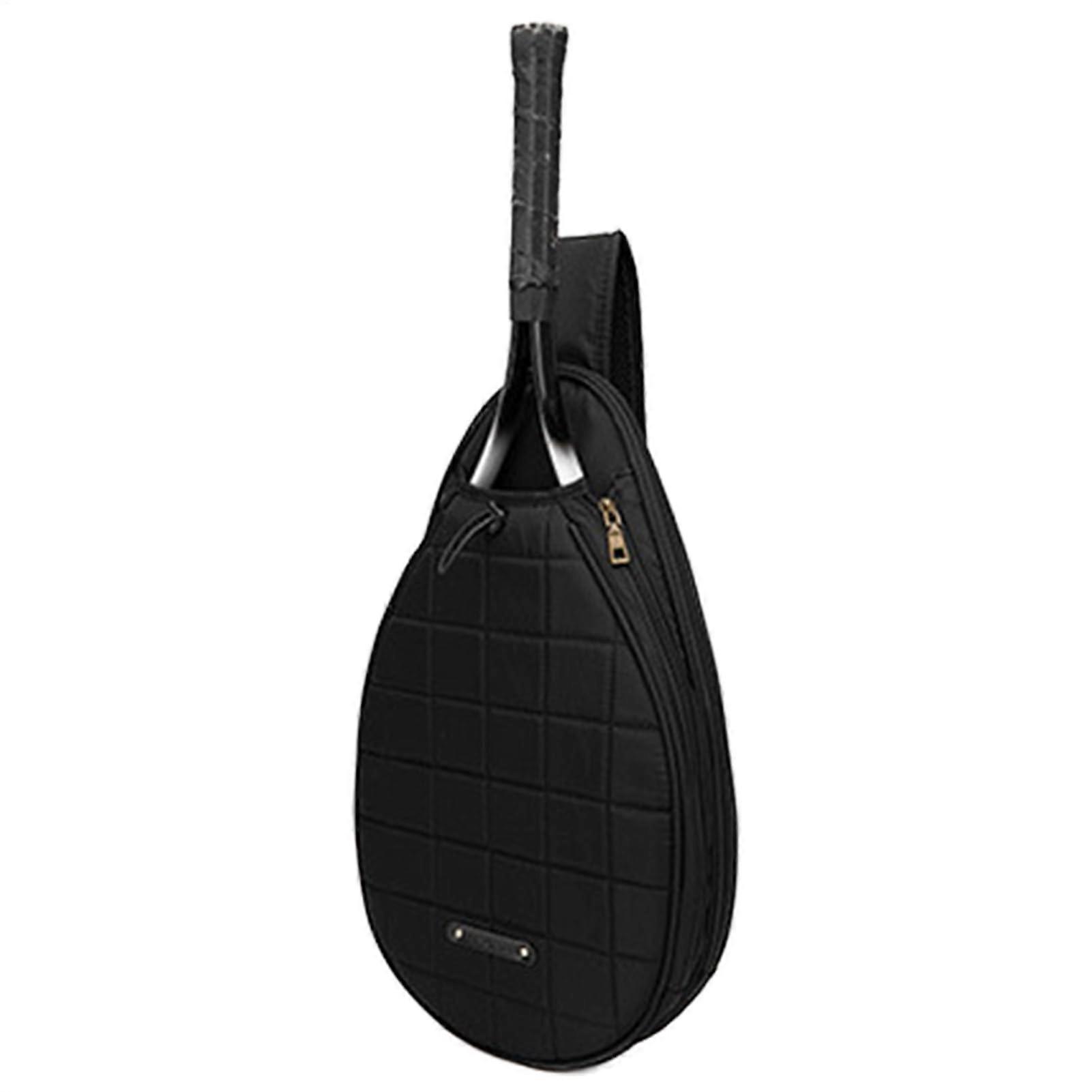 Badminton Bag Racket Bag for Tennis Simple Shoulder Bags Badminton Fabric Oxford Fabric with Elastic Drawstring Sports Backpacks Black