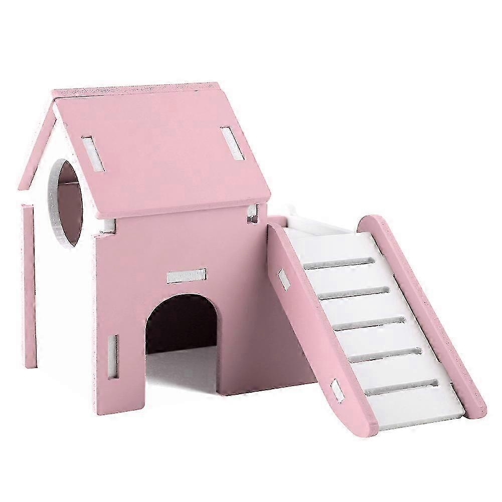 Cute Wooden Double Layer Hamster Sleeping House with Playground Slide