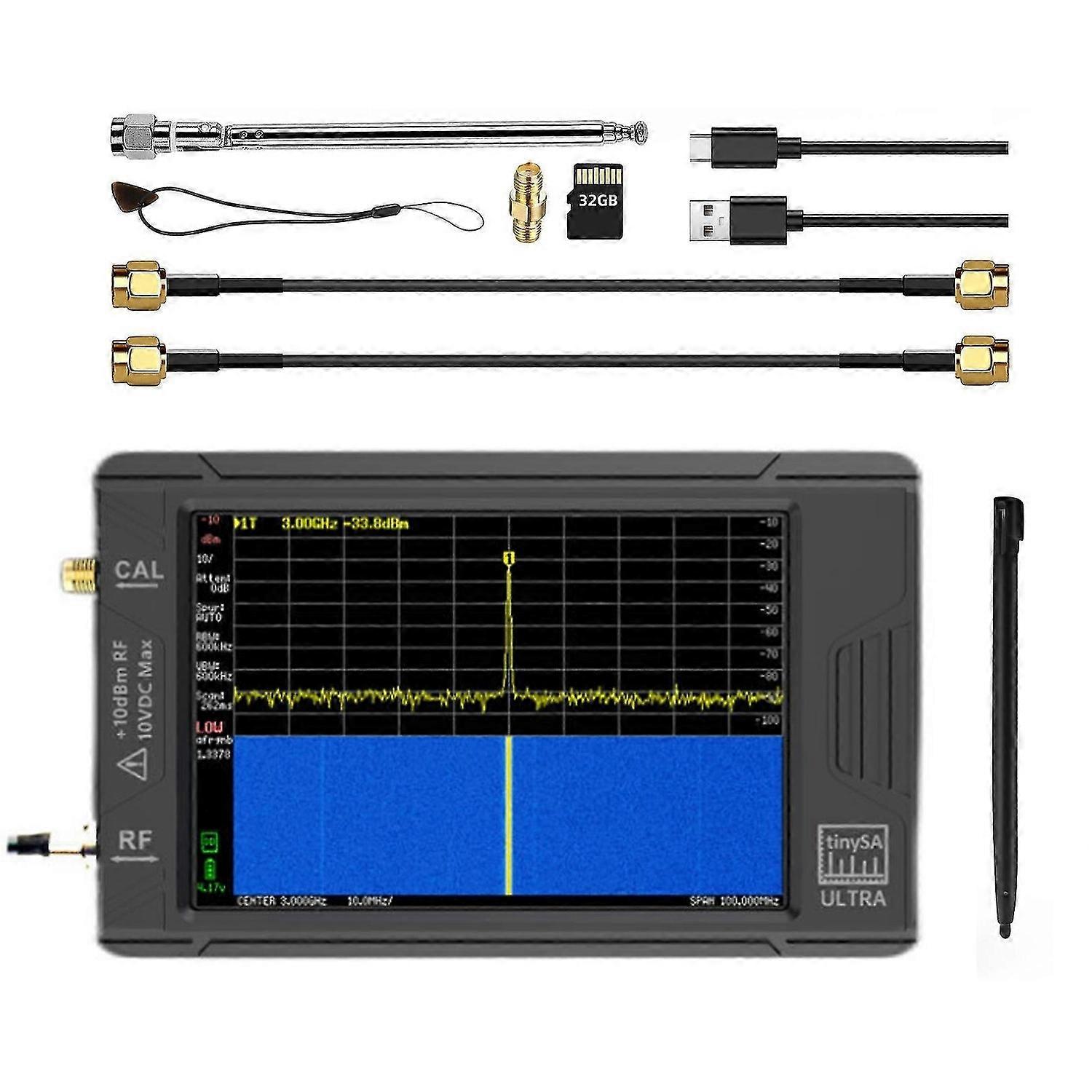 Tiny Spectrum Analyzer TinySA ULTRA 4" Display 100kHz-5.3GHz with 32GB Card FT