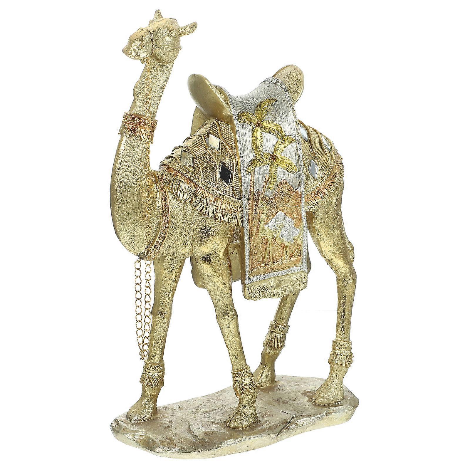 Middle East Resin Camel Statue for Decoration Golden Color Model