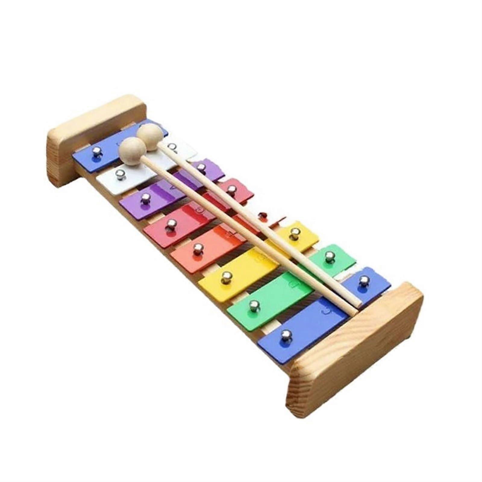 Wooden Xylophone Aluminium Plate for Harp Instruments 8Tone Xylophone Hammers Made of Wood and Plastic
