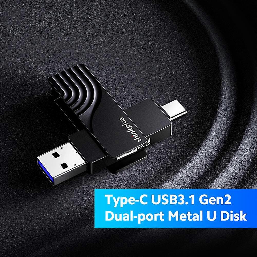 Lenovo thinkplus TSU301 256GB Type-C USB3.1 Gen2 High-speed U Disk Dual-port Mobile Phone Computer Metal USB Flash Drive Black