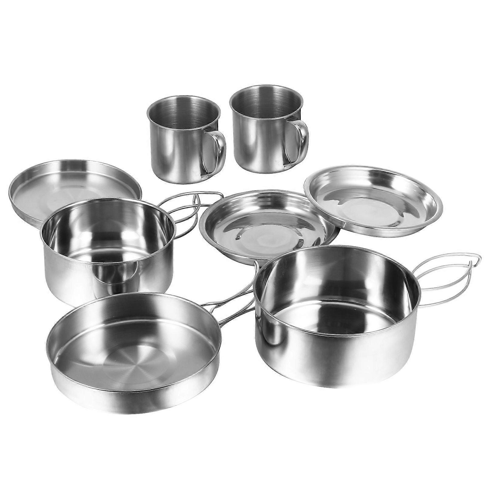 Sturdy Stainless Steel Cook Set for Camping and Picnic Use