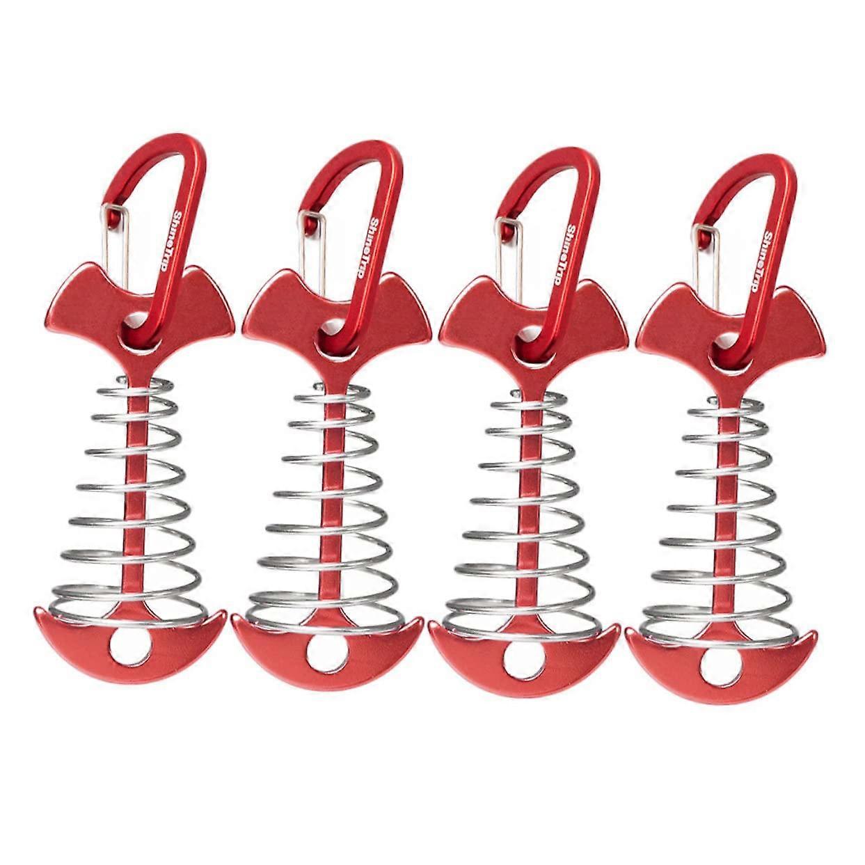 Tent Stakes With Spring Hooks 4-Piece Lightweight Stake Set Camping On Grass Or Hard Ground For Tents And Wood Panels