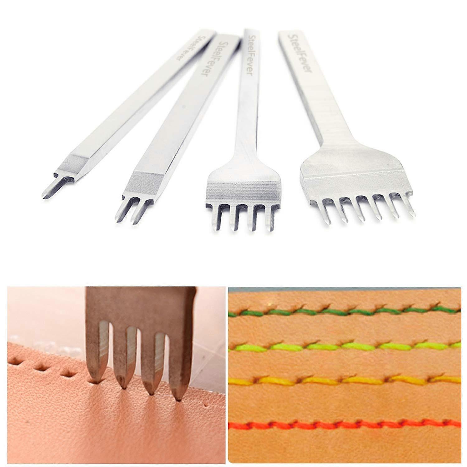 Leather Craft Tool 1/2/4/6 Prong Lacing Sewing Hole Punch 4mm for Leatherworking and DIY Projects
