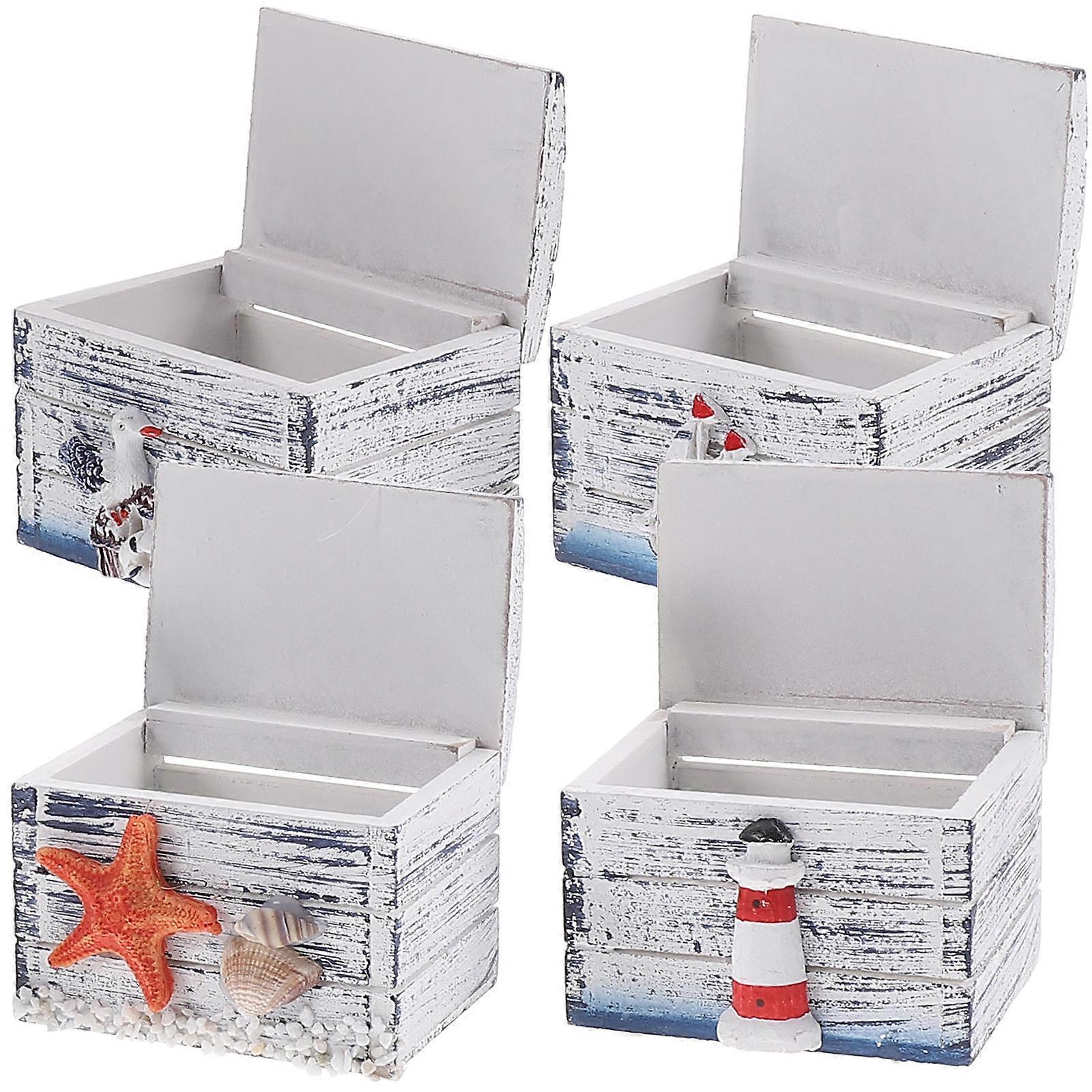 Decorative Treasure Box Small Boxes For Jewelry Vintage Design Tabletop Use Resin 4Pcs